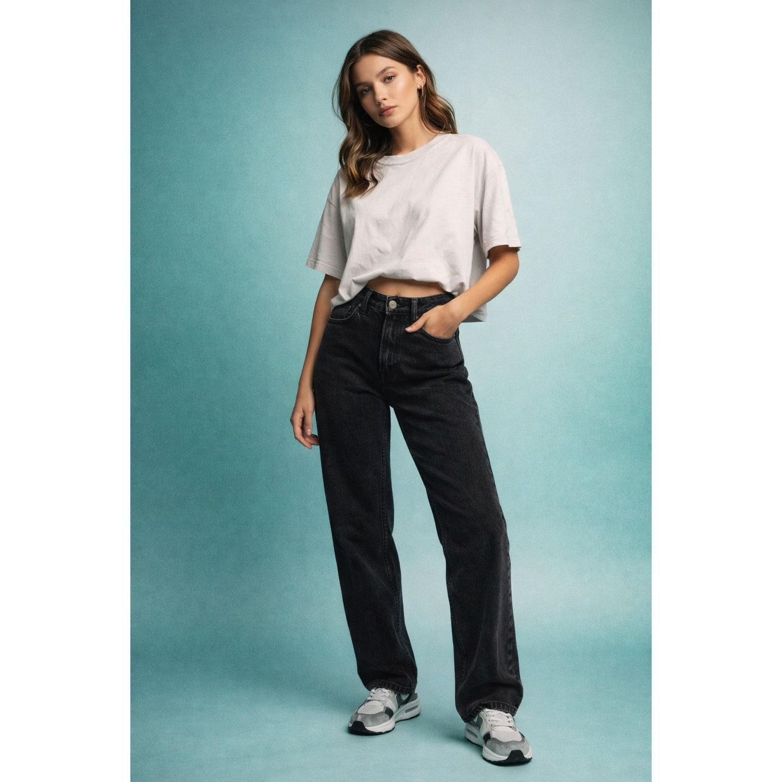 Divided Y2K Minimalist Grunge Black Straight Leg Jeans H&M Divided 2 Size 26" / US 2 / IT 38 - 1 Thumbnail