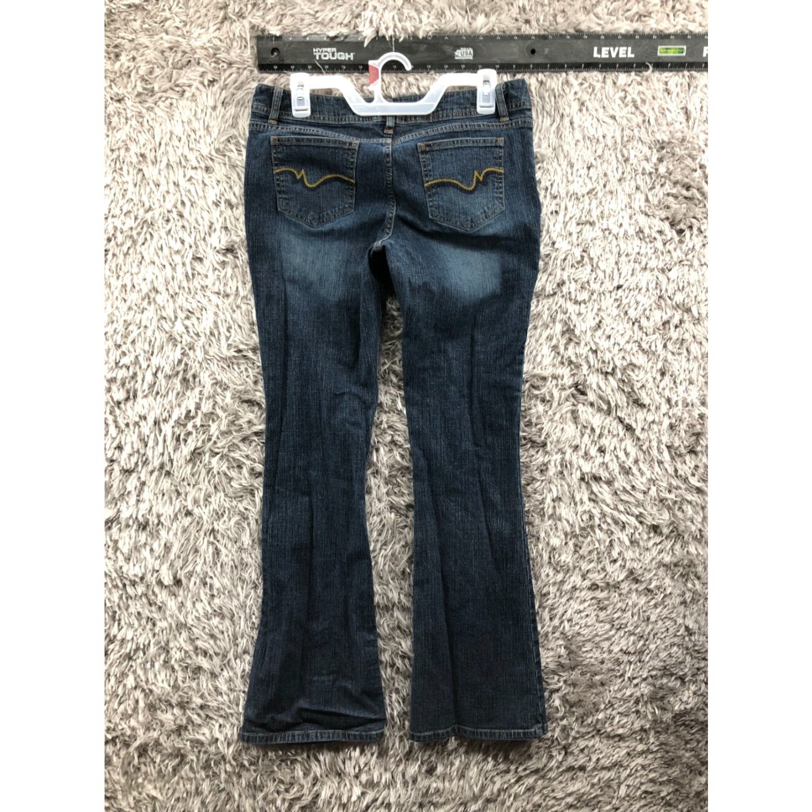 Denime SO Jeans Flare Jeans Size 11 Juniors Mid Rise Dark Wash Blue Denim Women Jeans 5-Pocket Design Belt Loops Zip Button Logo Zipper Size 32" / US 10 / IT 46 - 5 Thumbnail
