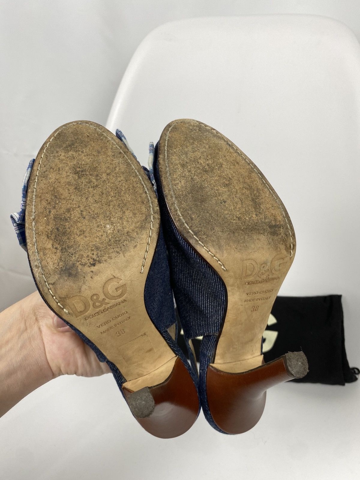 Dolce & Gabbana Dolce & Gabbana Denim Sandals Slingback Plaid size 38 Size US 8 / IT 38 - 7 Thumbnail
