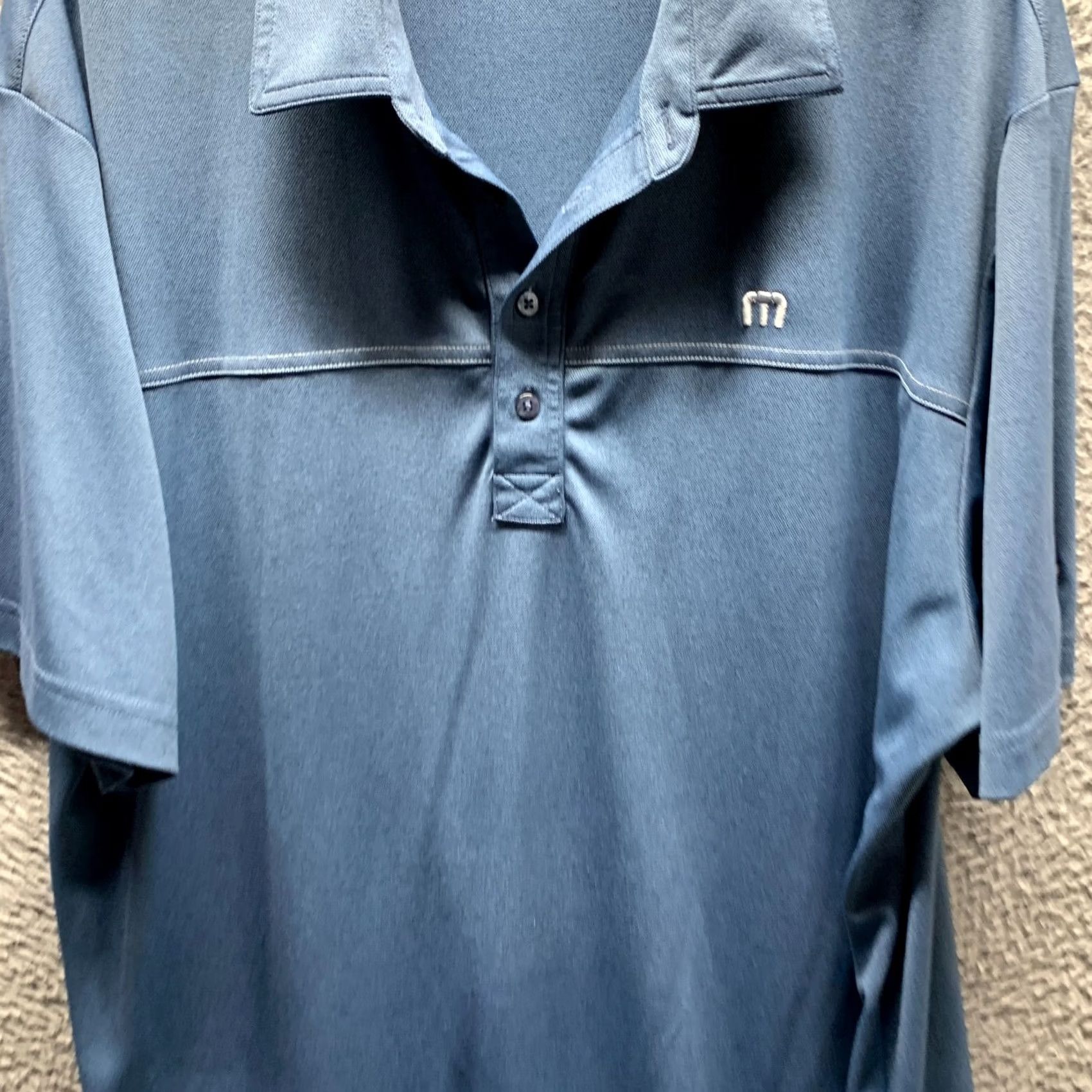 TravisMathew Travis Mathew Polo Shirt Adult 2XL Blue Golf Breathable Mens Regular Short Sleeve Collared Solid Pattern Polo Shirt Size US XXL / EU 58 / 5 - 3 Thumbnail