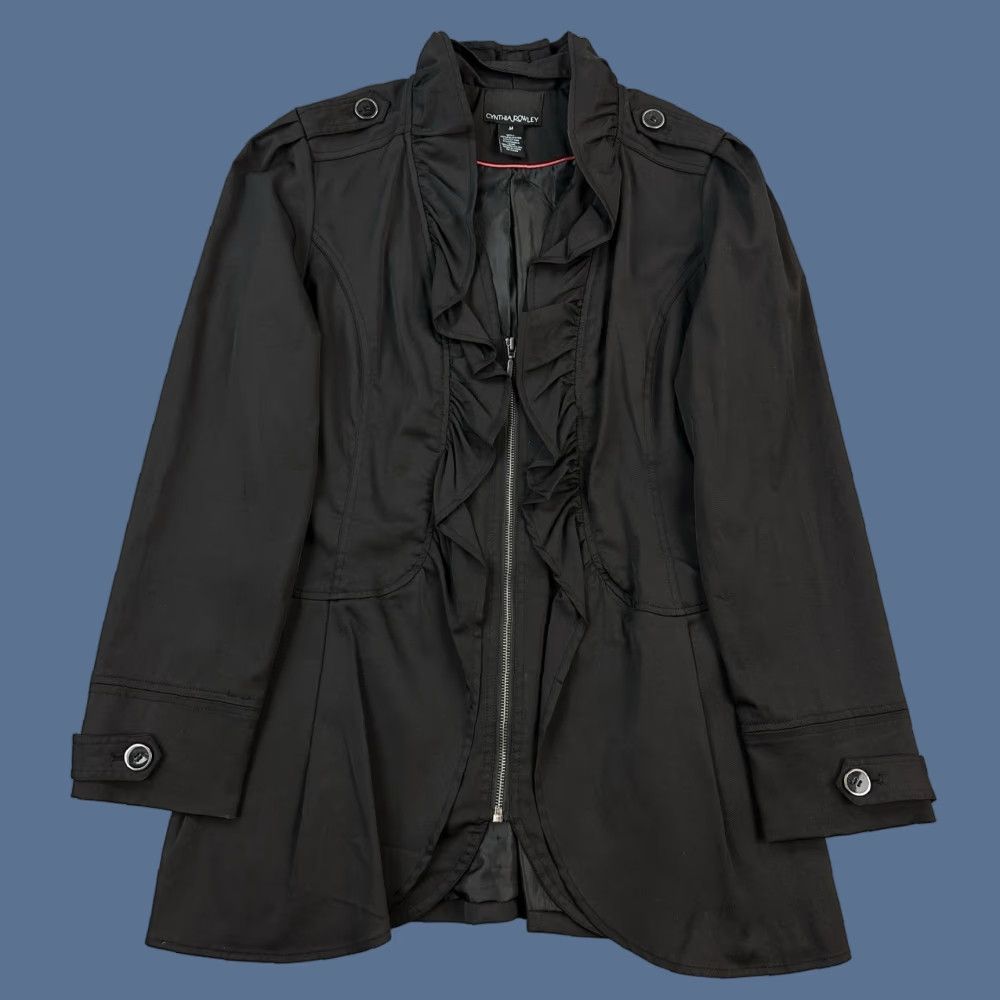 Cynthia Rowley Cynthia Rowley Jacket Women's Medium Black Ruffle Zip Front Peplum Casual Size M / US 6-8 / IT 42-44 - 1 Thumbnail