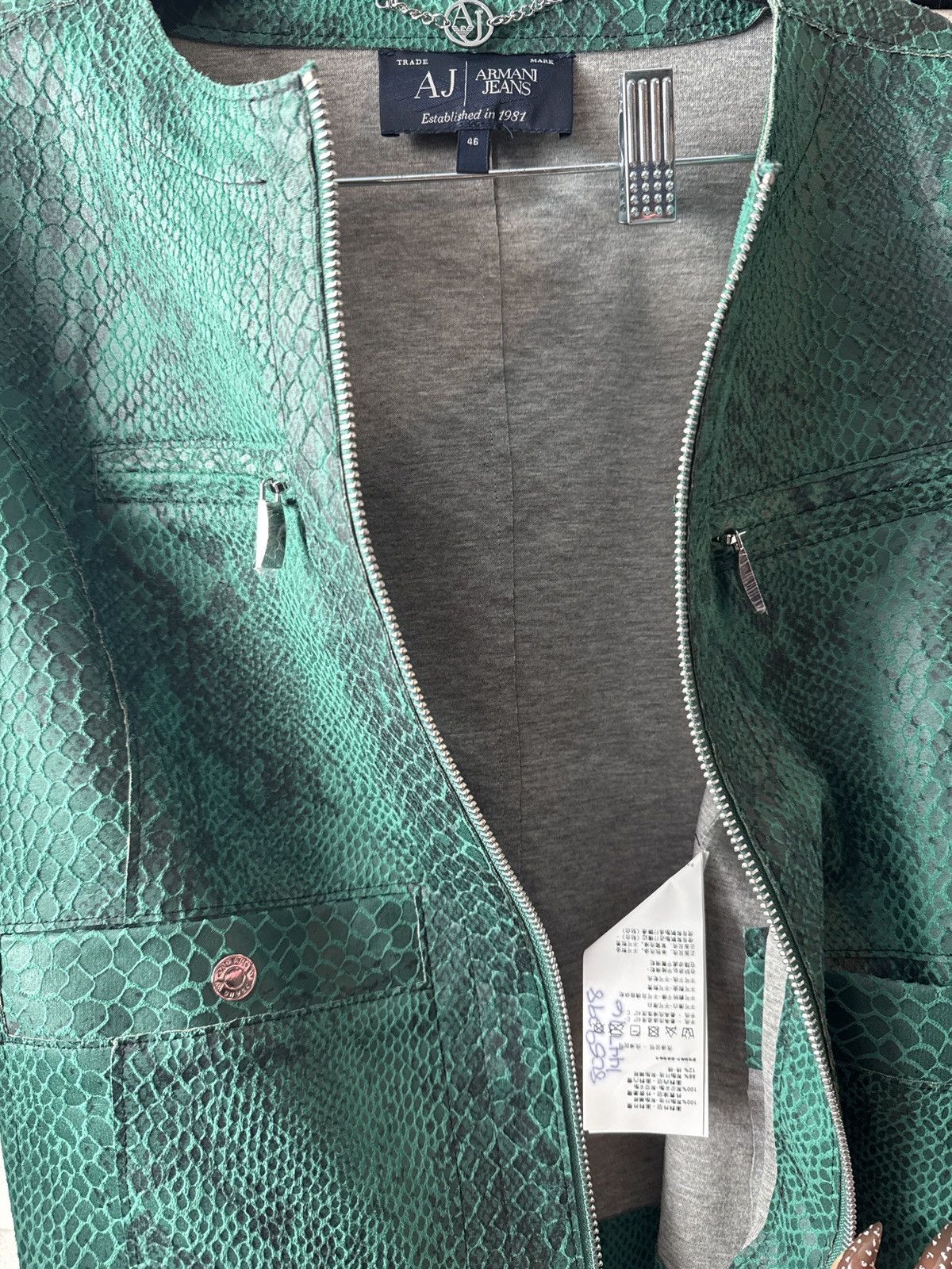 Armani SS15 Armani Jeans Green Snakeskin Blouson Jacket Size L / US 10 / IT 46 - 7 Thumbnail