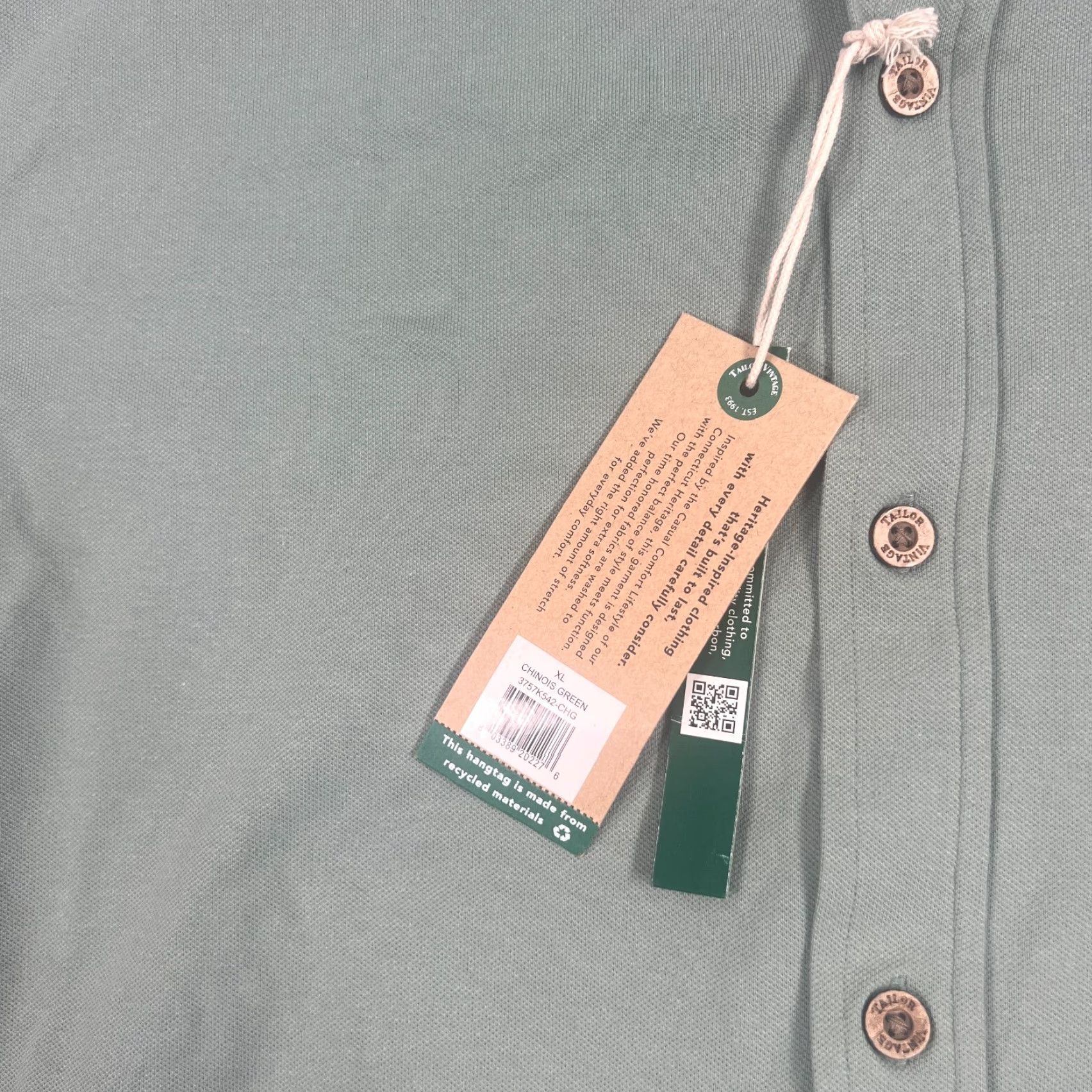 Vintage VINTAGE Tailor Vintage Shirt Men XL Button-Up Long Sleeve Green Cotton Blend Knit with Pockets Easy Care 90s Team? (Note: Remove uncertain items) Size US XL / EU 56 / 4 - 4 Thumbnail