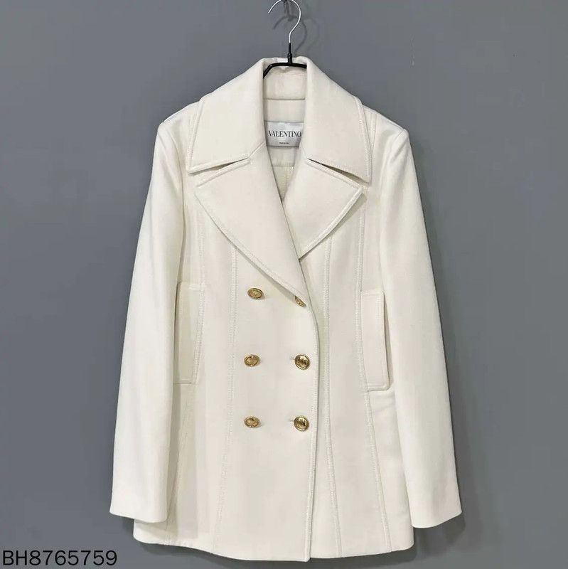 Valentino Double-Breasted White Women's Coat 0089