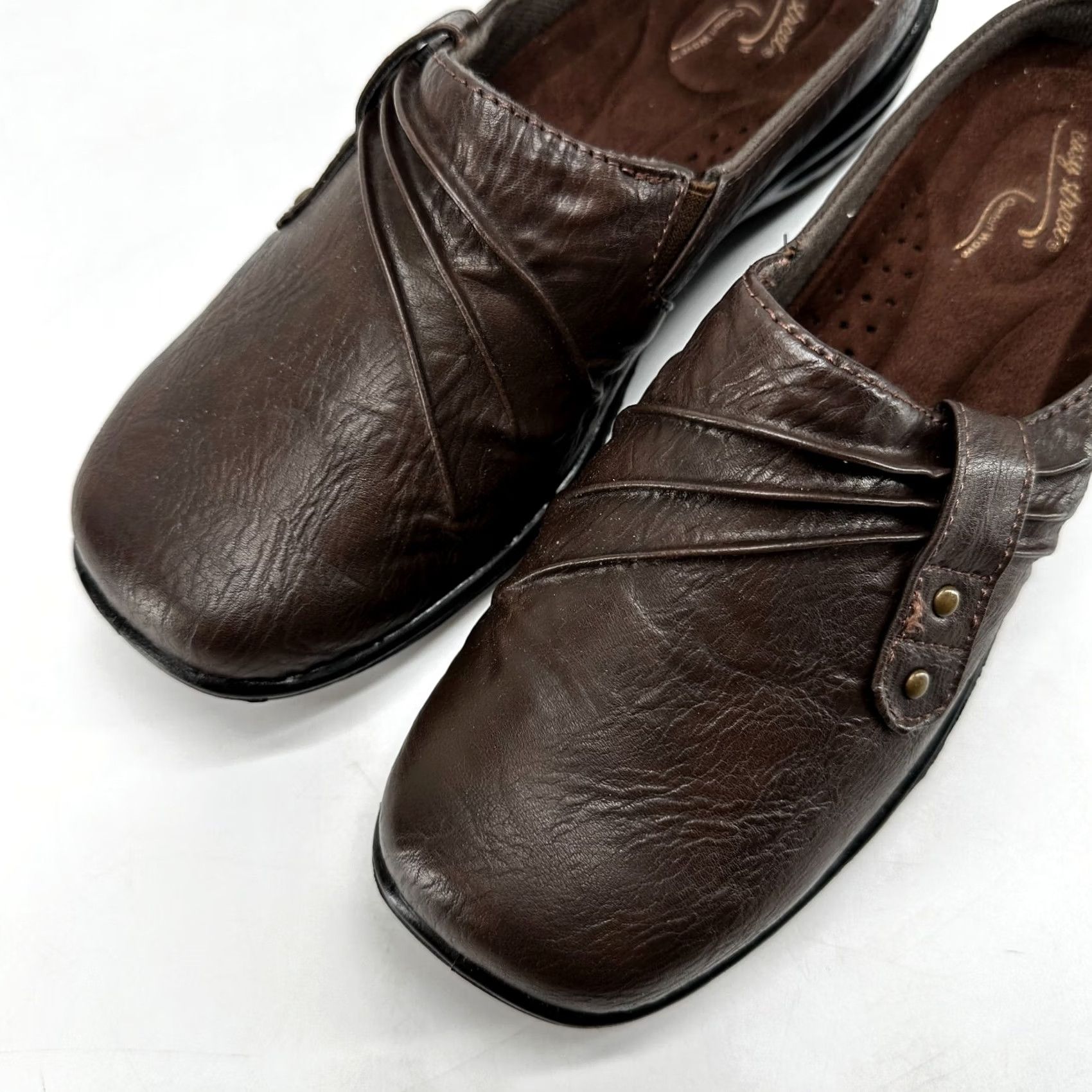 Vintage Easy Street Holly Mules Flat Brown Women's Size 7 W Slip On Round Toe Size US 7 / IT 37 - 3 Thumbnail