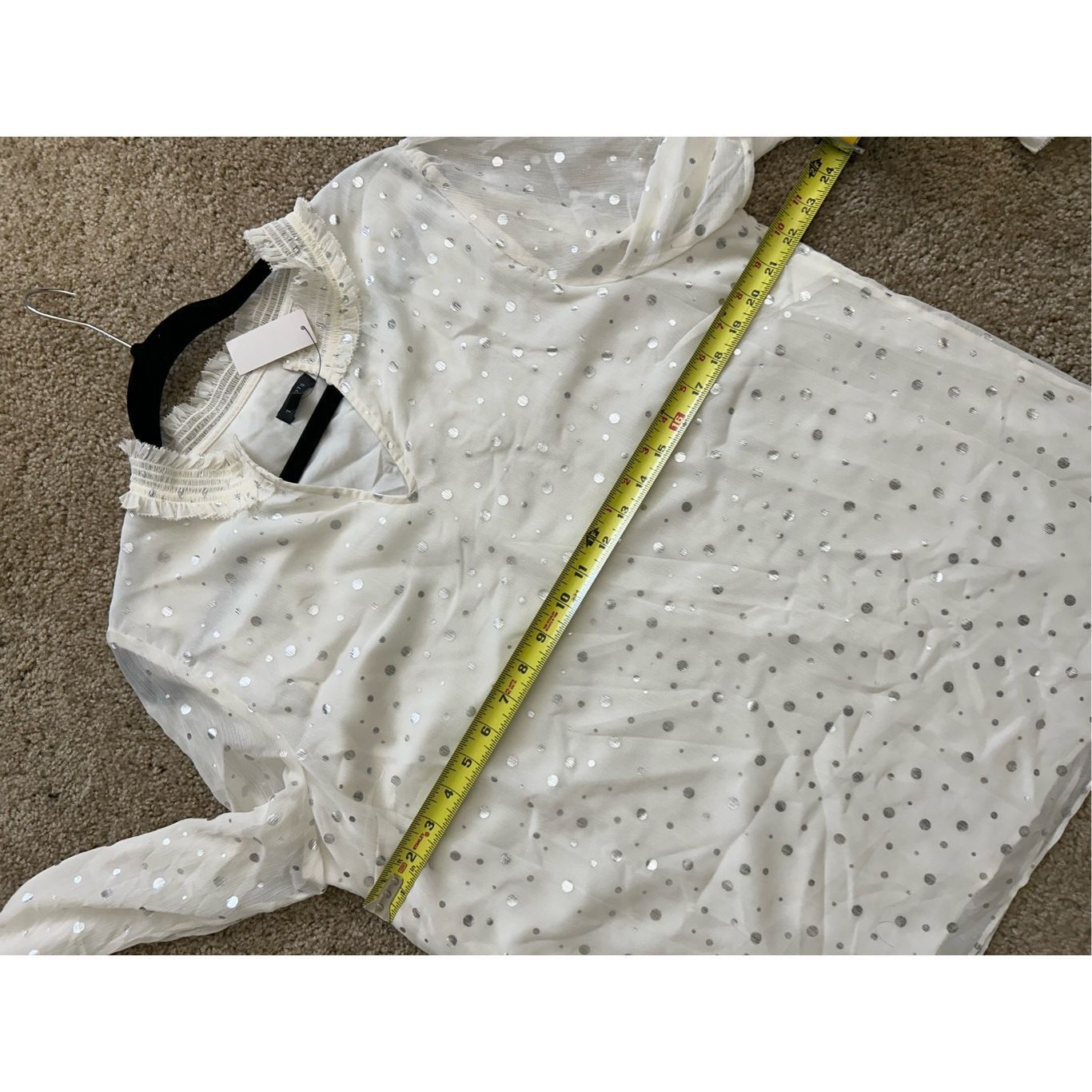 Robert Talbott Talbots NWT Smocked Cheerful Dots Top White Silver Polka Dot Size XL / US 12-14 / IT 48-50 - 6 Thumbnail