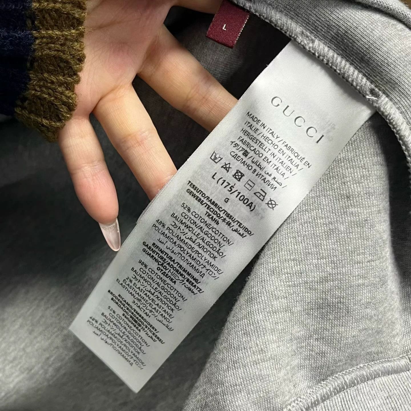 Gucci Gucci Latest Gray Solid Logo Hooded Zip Sweatshirt Size US L / EU 52-54 / 3 - 3 Thumbnail