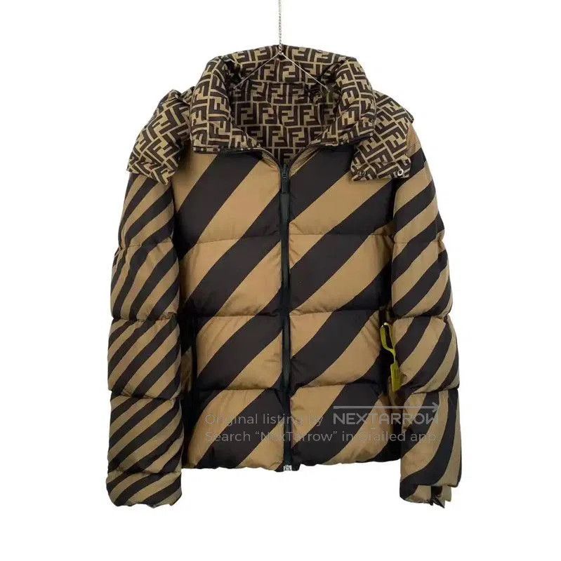 Fendi Fendi Brown Patterned Polyester Women's Down Jacket . Size XXS / US 00 / IT 34 - 3 Thumbnail