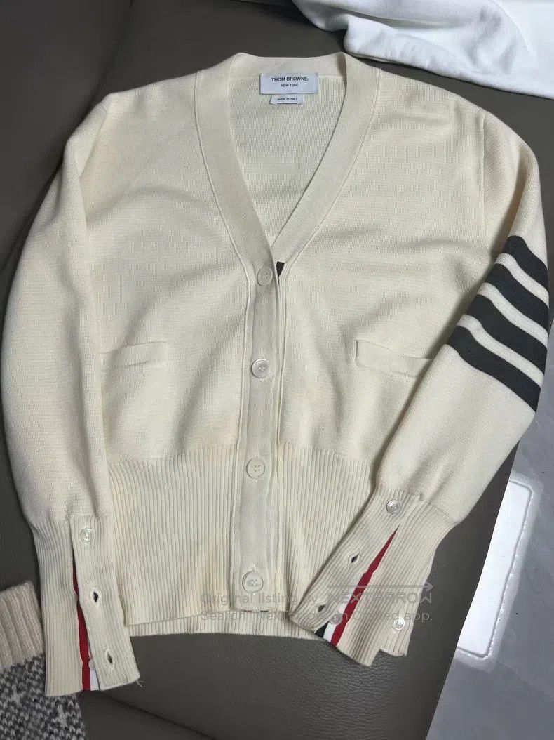 Thom Browne White four-barrel sweater
