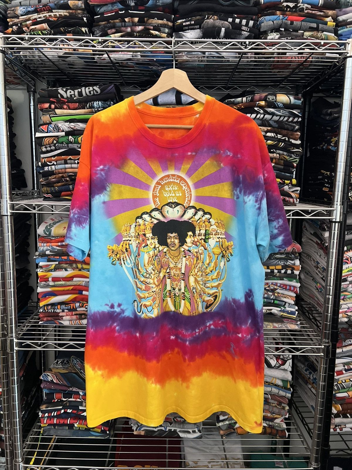 Liquid Blue 2000s Jimmi Hendrix Axis Bold as Love Tie Dye Tee Size US XXL / EU 58 / 5 - 1 Thumbnail