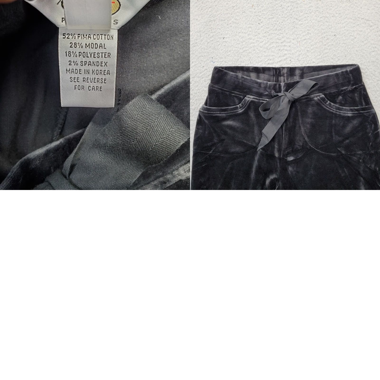Talbots Talbots Lounge Pants Womens PS Black Velour Comfort Wide Leg Drawstring Waist Size 28" / US 6 / IT 42 - 8 Thumbnail