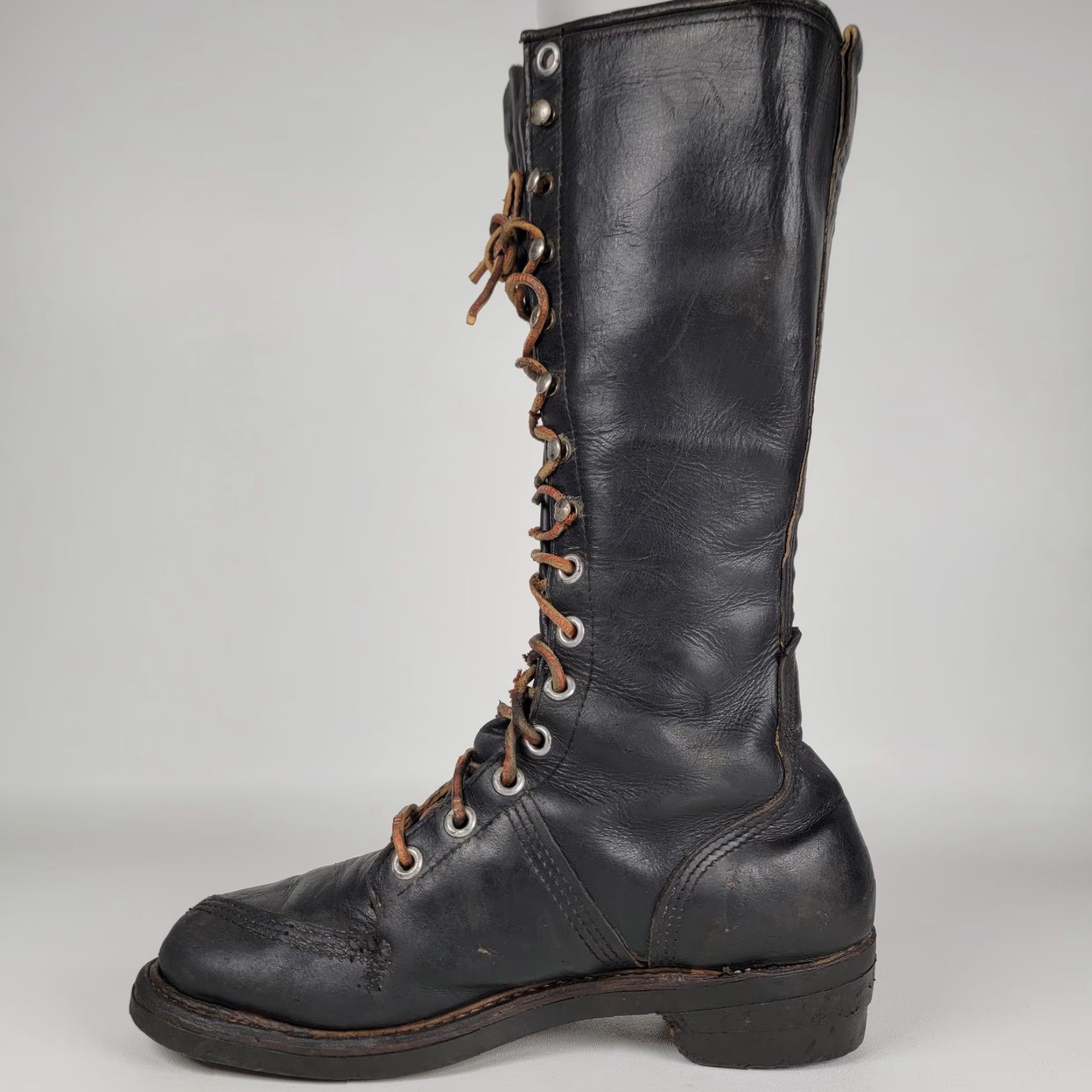 Vintage VINTAGE Good Year Welted Tall Boots Men 9 M Black Logger Sieberling Soles Size US 9 / EU 42 - 5 Thumbnail