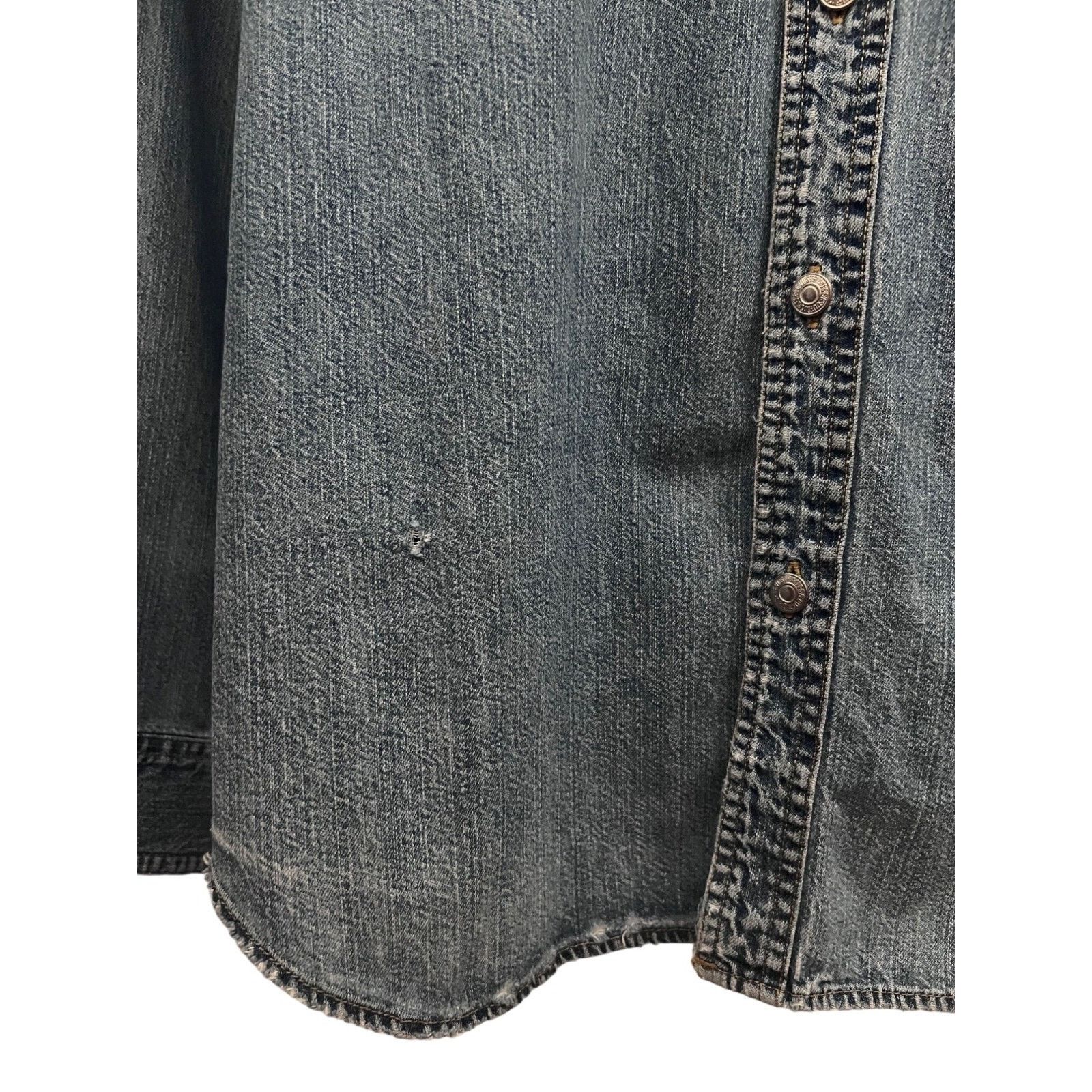 Levi's Levis Blue Relaxed Distressed Denim Button Shirt L Pockets Size US L / EU 52-54 / 3 - 5 Thumbnail