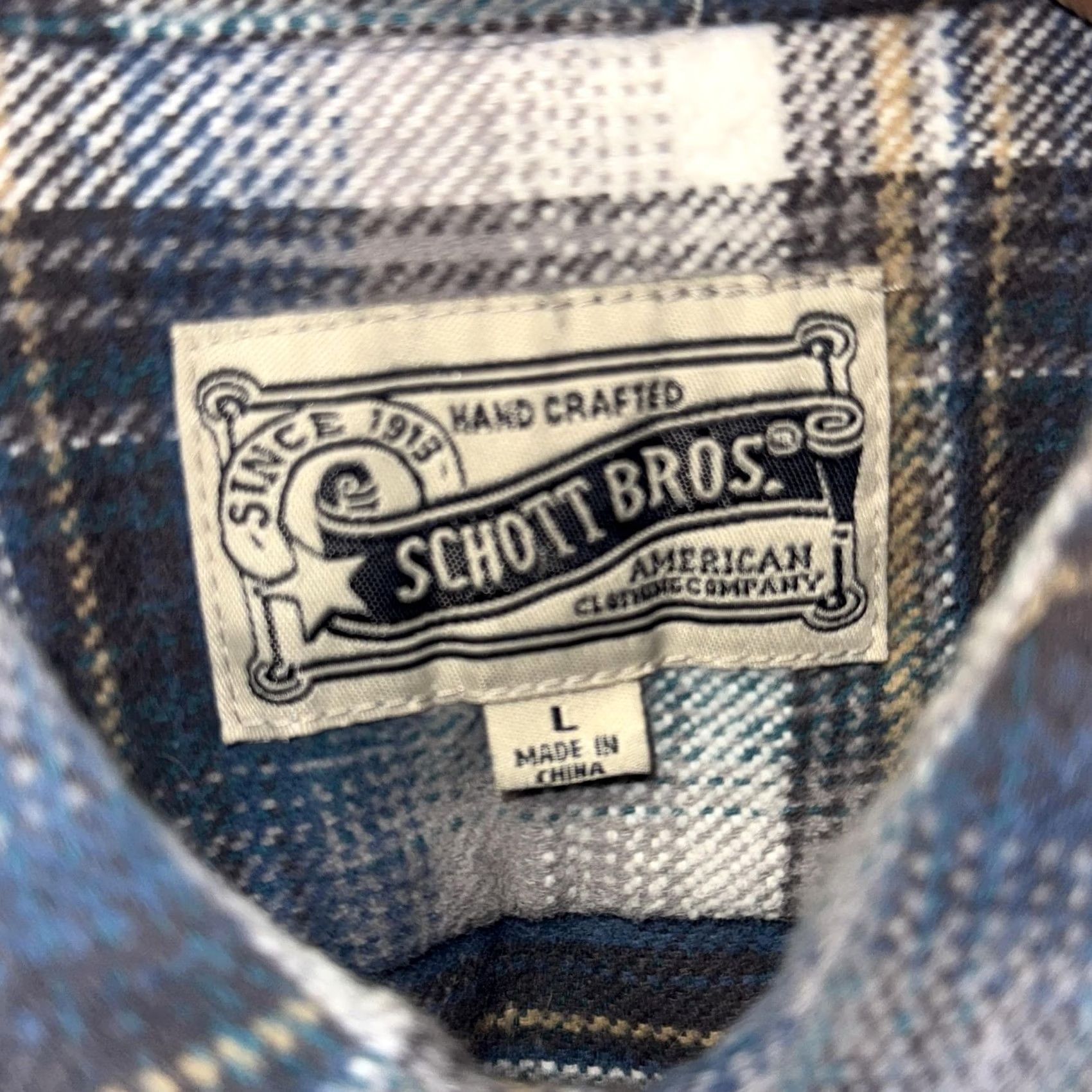 Schott Schott Bros Shirt Mens Large Blue Plaid Flannel Button Down Long Sleeve 6H2135 Size US L / EU 52-54 / 3 - 4 Thumbnail