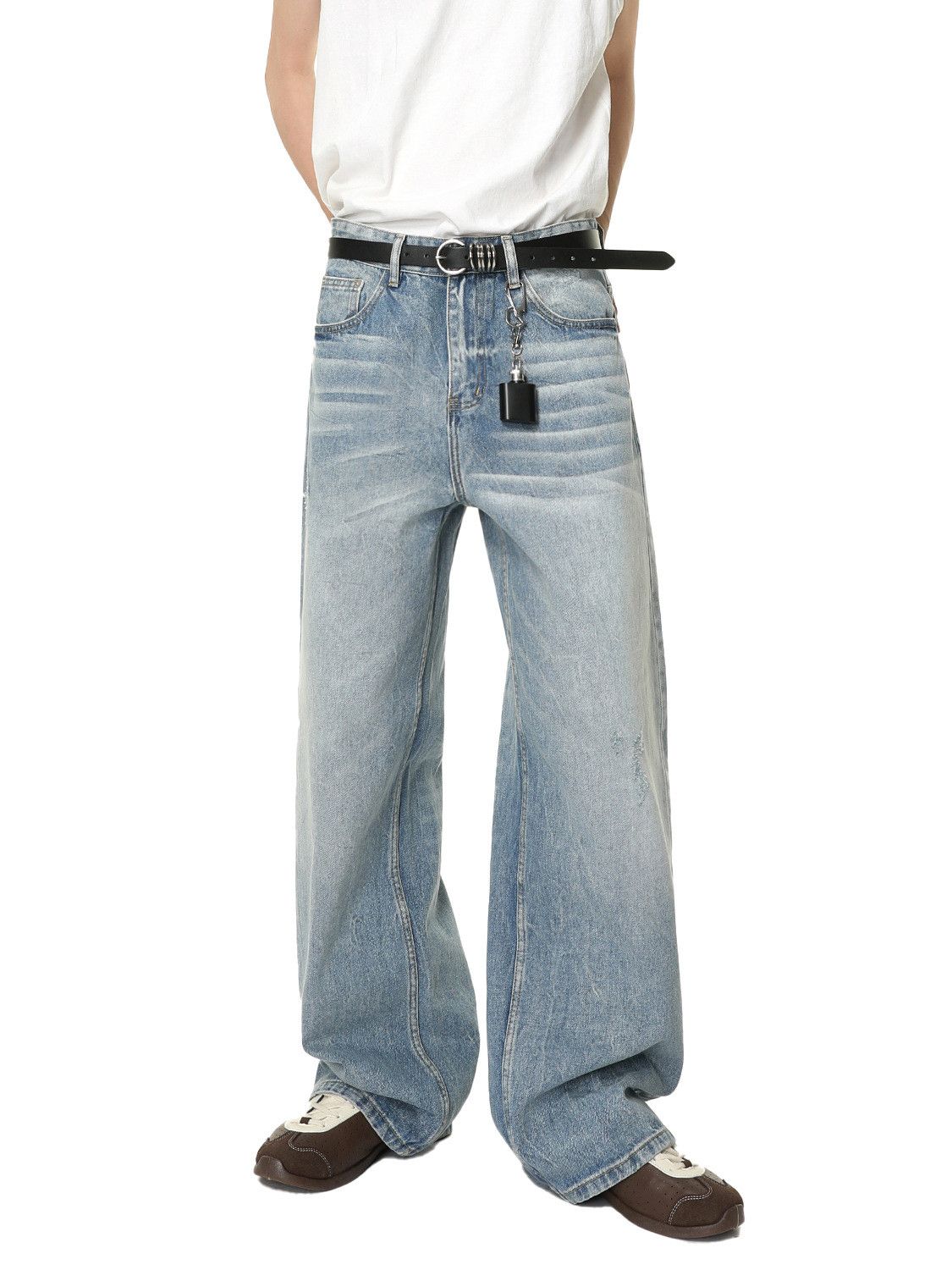 Japanese Brand Men's Japanese Retro Washed Straight Leg Loose Vibe Jeans Size US 32 / EU 48 - 3 Thumbnail