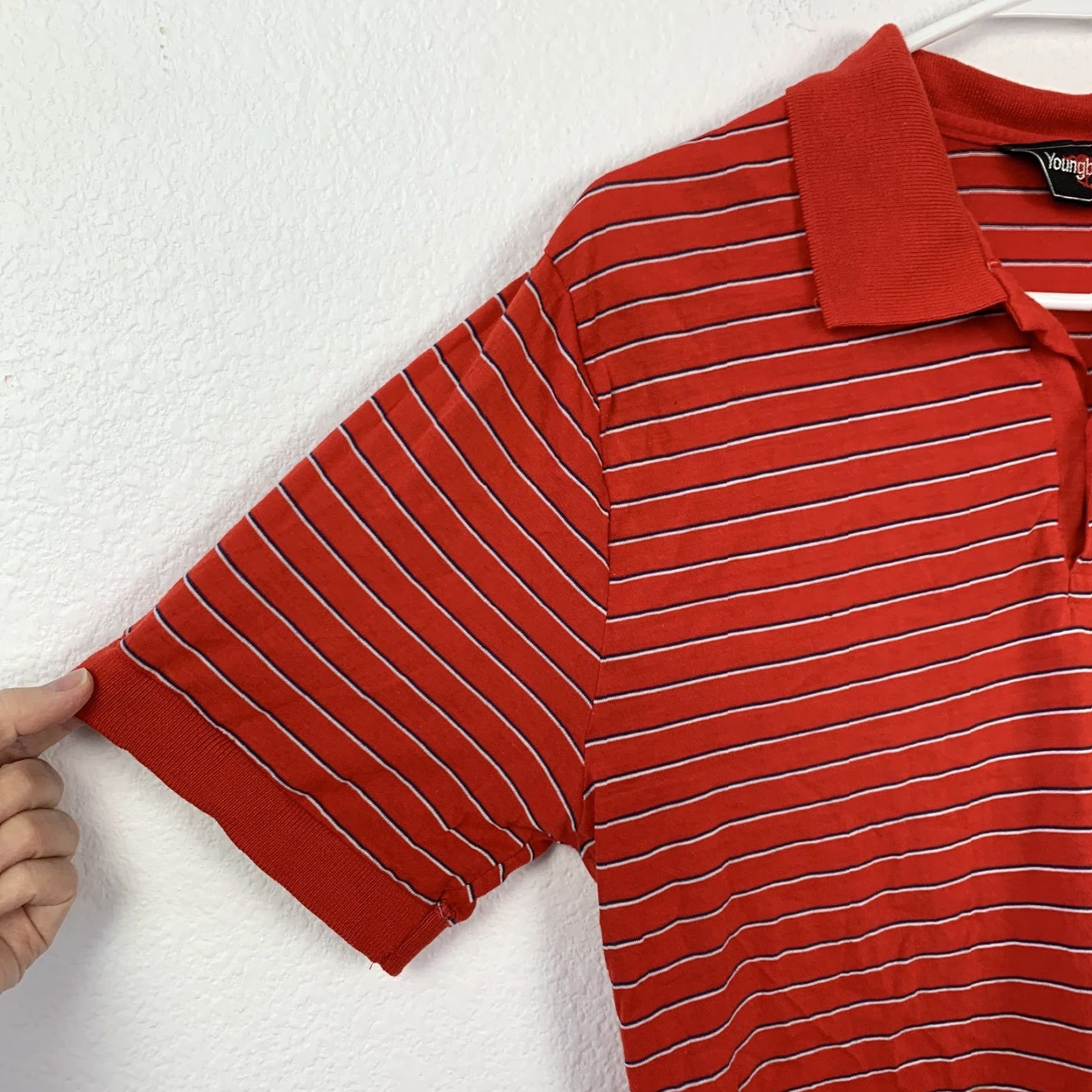 Vintage VINTAGE Youngbloods Polo Shirt Striped Short Sleeve Red White Blue Men's Small 1960s 1970s? Size US S / EU 44-46 / 1 - 2 Thumbnail