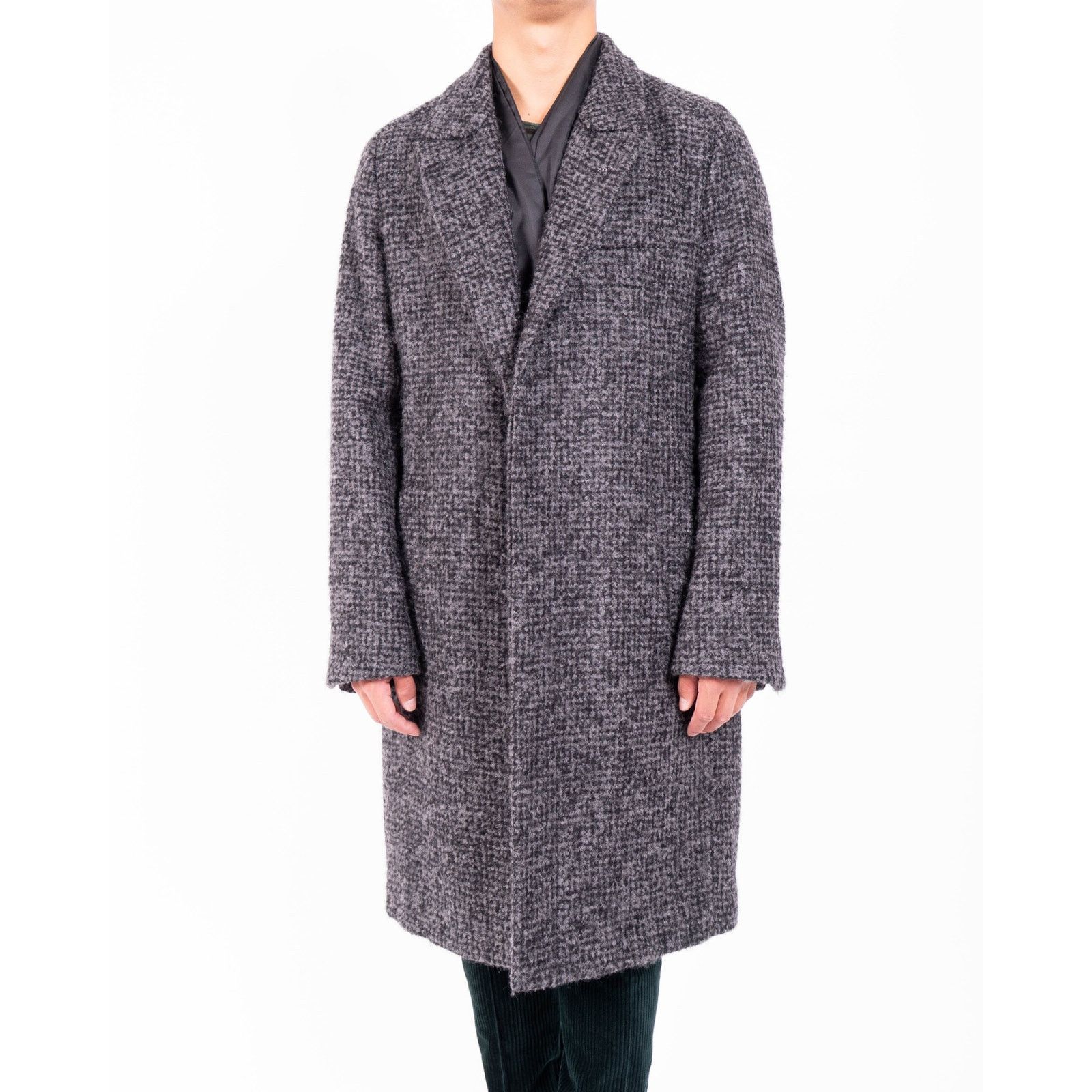 Berluti FW16 Slouchy Coat in Grey Boucle Houndstooth Wool Size US L / EU 52-54 / 3 - 7 Thumbnail