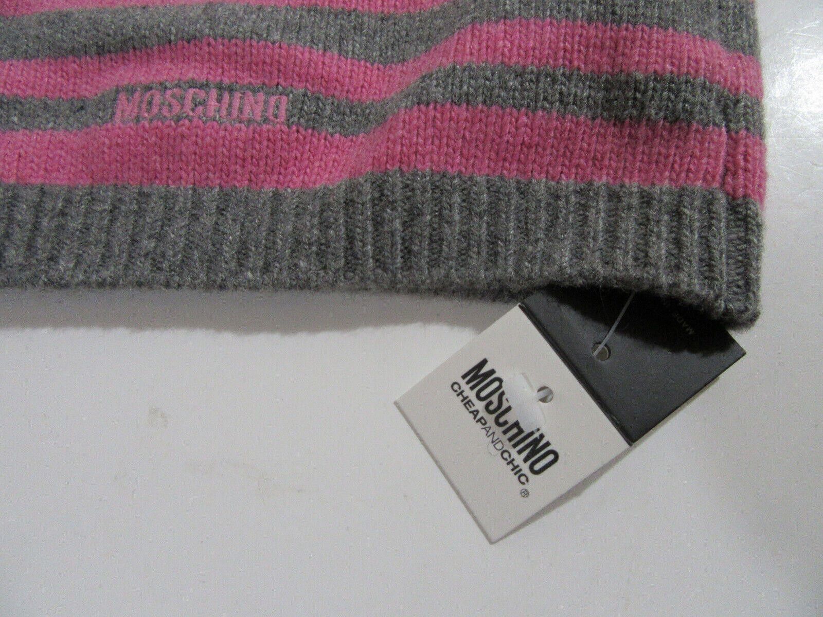 Moschino Moschino Beanie Hat Pink and Grey Striped NWT Size ONE SIZE - 3 Thumbnail