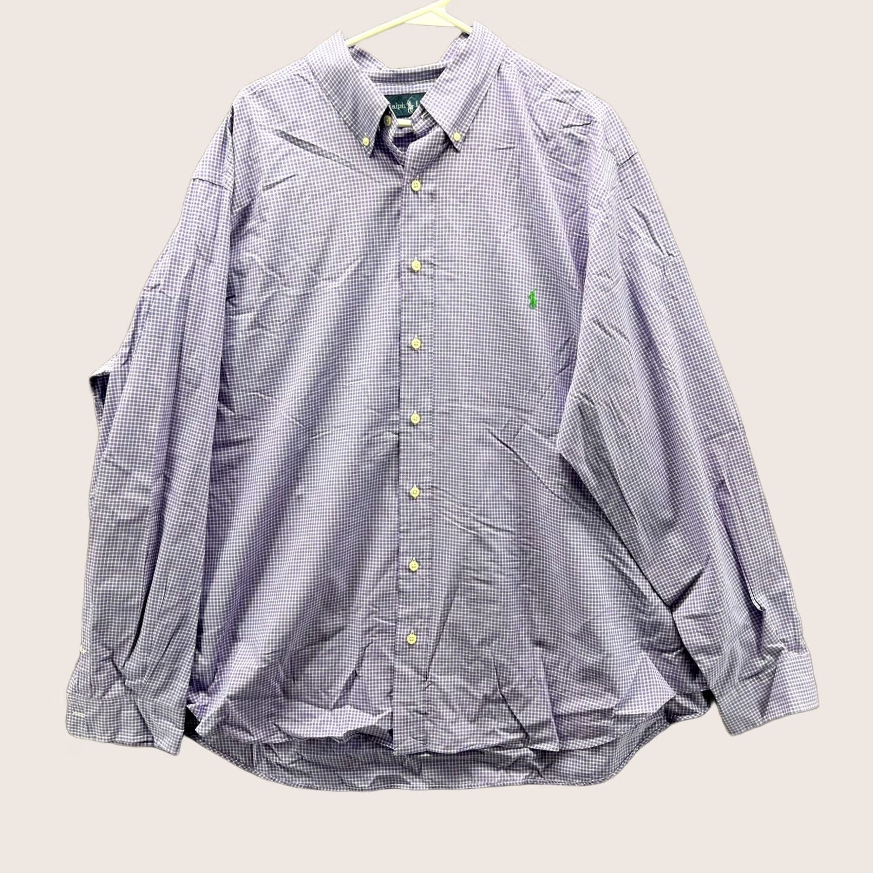 Ralph Lauren VINTAGE Ralph Lauren Shirt Men 2XB Gingham Purple Pony Button Down Classic Fit 2XB Purple Boys? Size US XXL / EU 58 / 5 - 1 Thumbnail