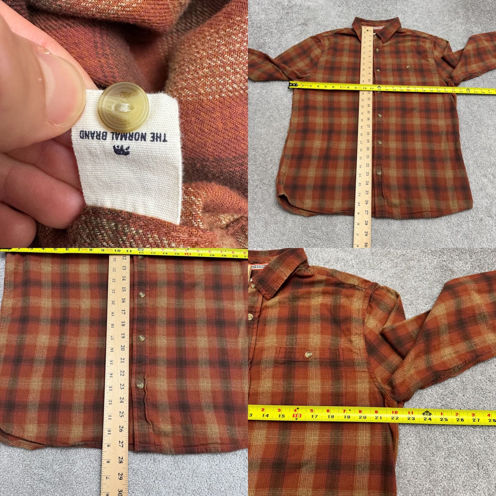 J Brand The Normal Brand Button Down Flannel Shirt Mens Large Orange Rust Plaid Cotton - Excellent Condition Size US L / EU 52-54 / 3 - 8 Thumbnail