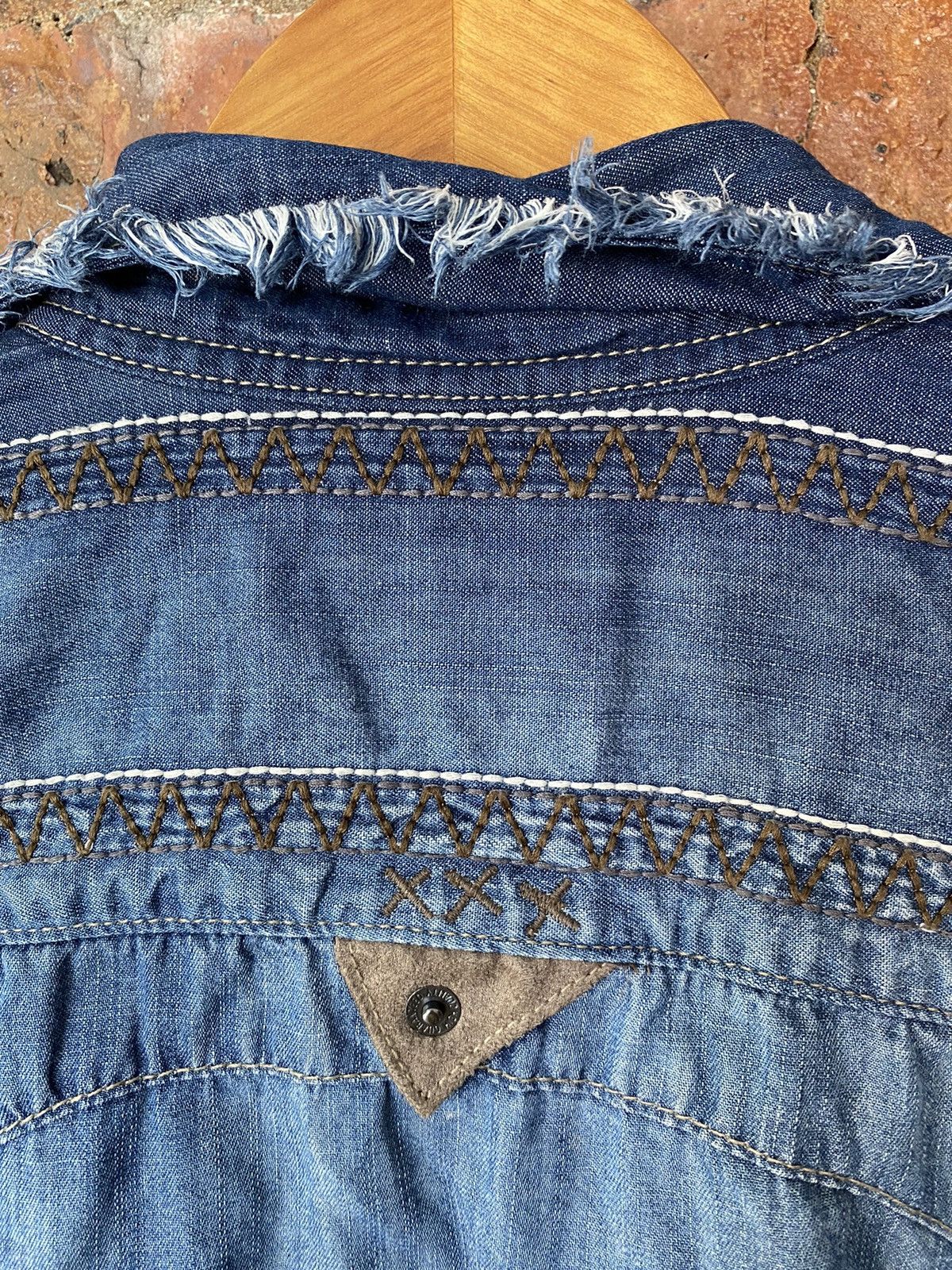 PPFM PPFM western hem fringe light denim 3/4 sleeve Size US M / EU 48-50 / 2 - 14 Thumbnail