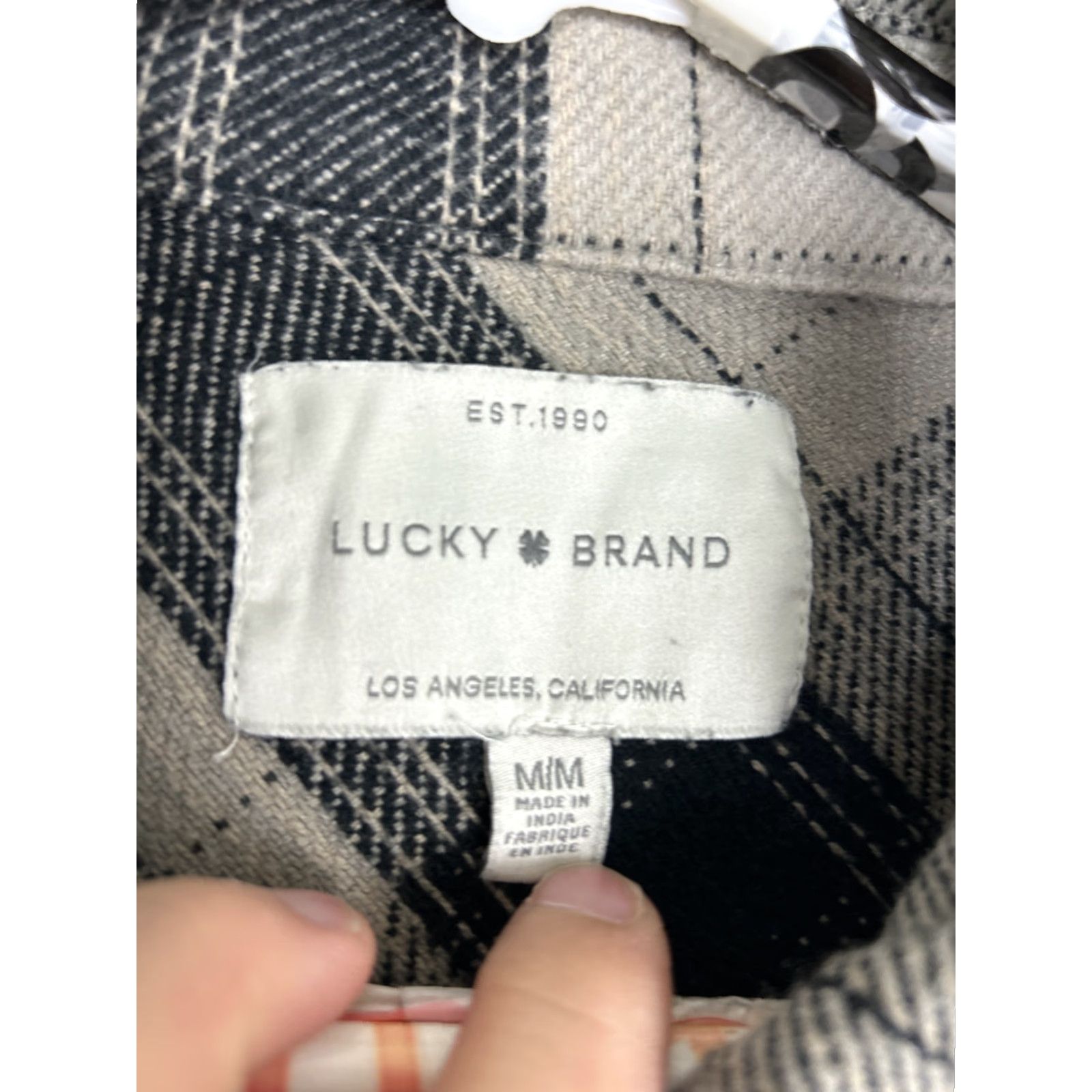Lucky Brand Lucky Brand Women's Shirt Jacket Oversized Flannel Plaid Black Gray 100% Cotton Collared Button-Up Pockets Relaxed Size M - Gray - Vintage: No Size M / US 6-8 / IT 42-44 - 7 Thumbnail