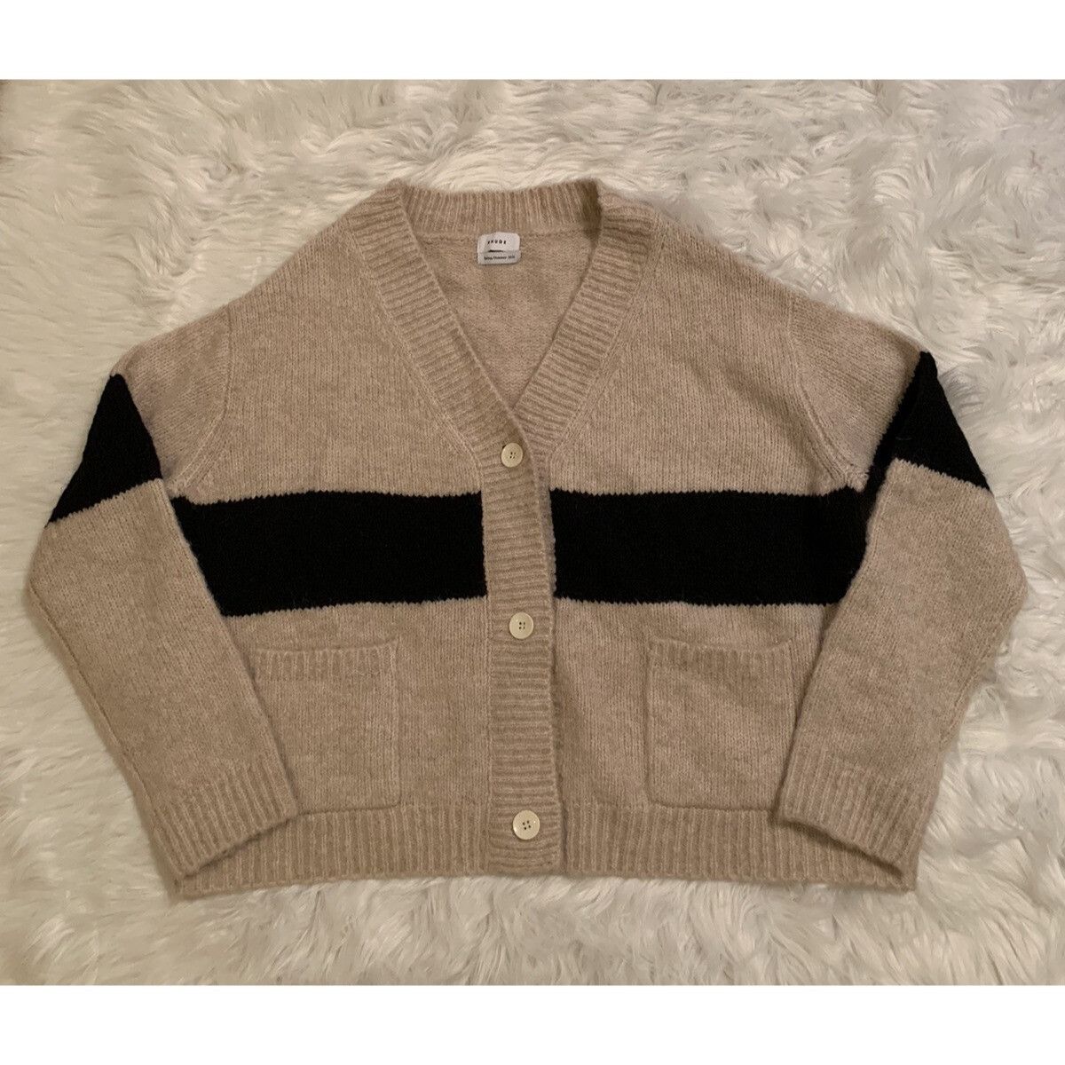 Rhude Rhude Monte Carlo Cardigan Sweater Knit Beige Black Alpaca L Size US L / EU 52-54 / 3 - 1 Thumbnail