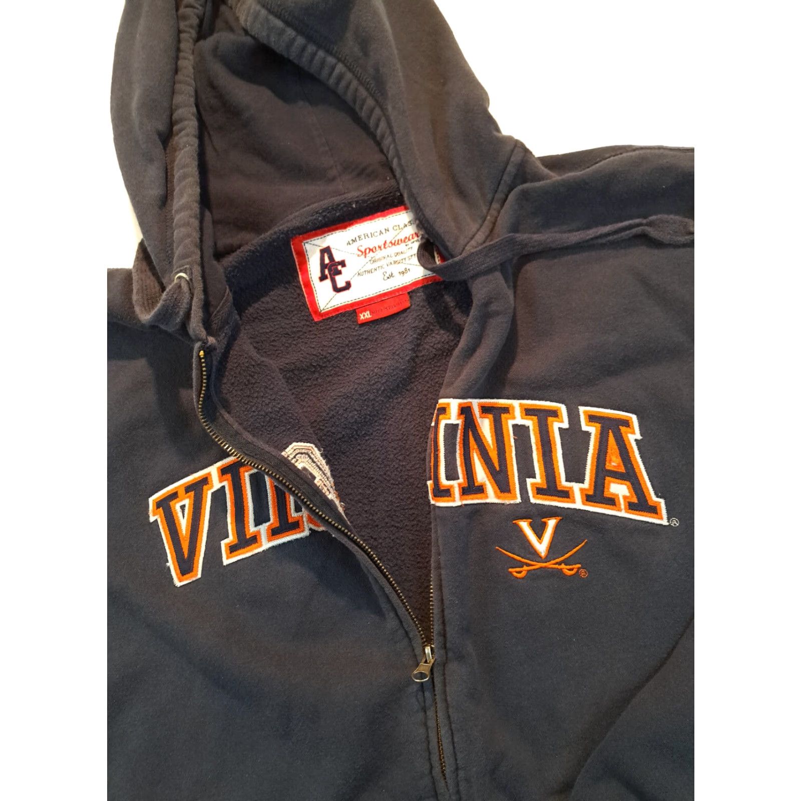 Vintage Virginia Cavaliers Full Zip Hooded Heavy Cotton Sweatshirt XXL Black Size US XXL / EU 58 / 5 - 4 Thumbnail