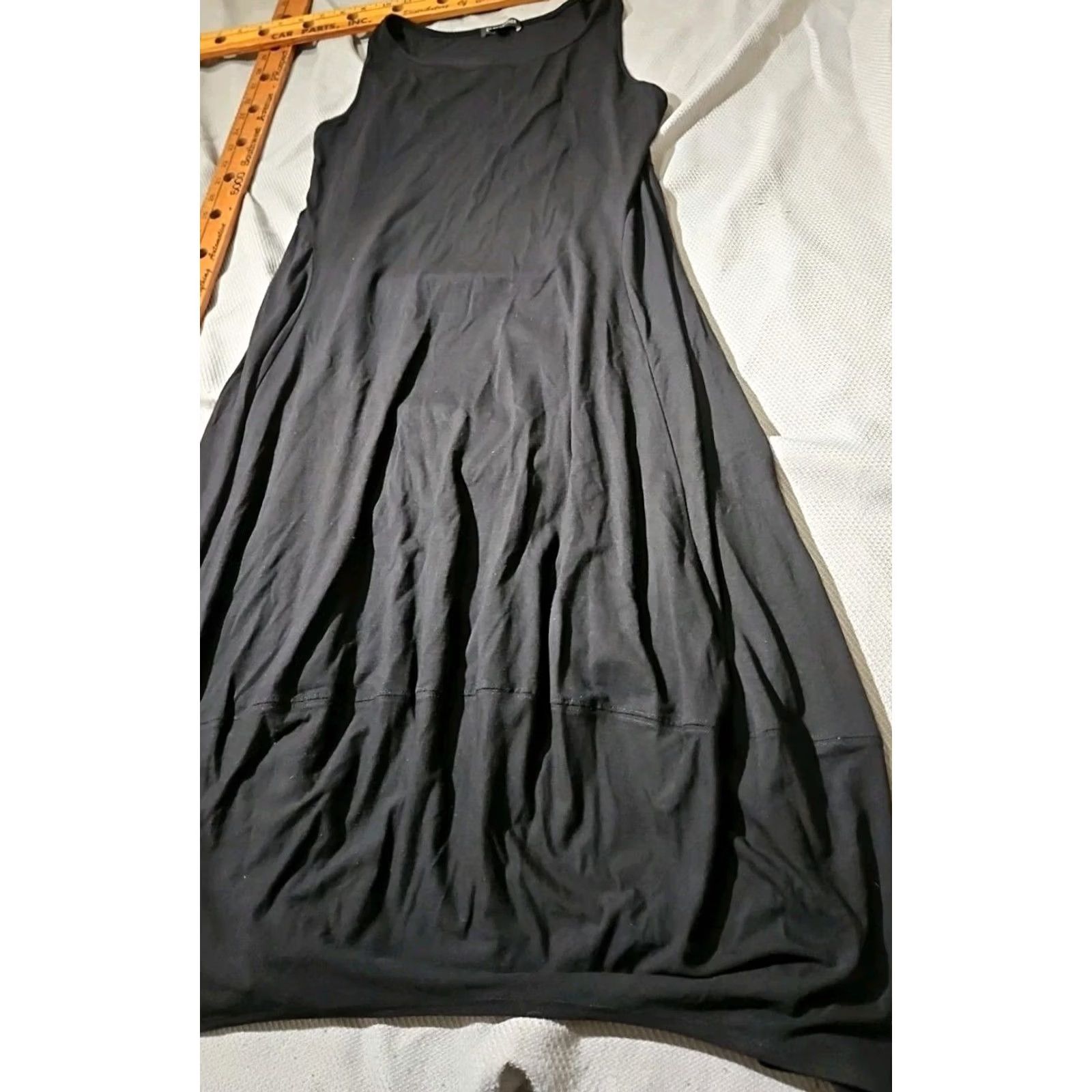 Eileen Fisher Eileen Fisher Dress Womens Medium Black Slip Midi Quiet Luxury Whimsigoth Dress Slips Solid Knit Rayon Modern 2000s Size M / US 6-8 / IT 42-44 - 5 Thumbnail