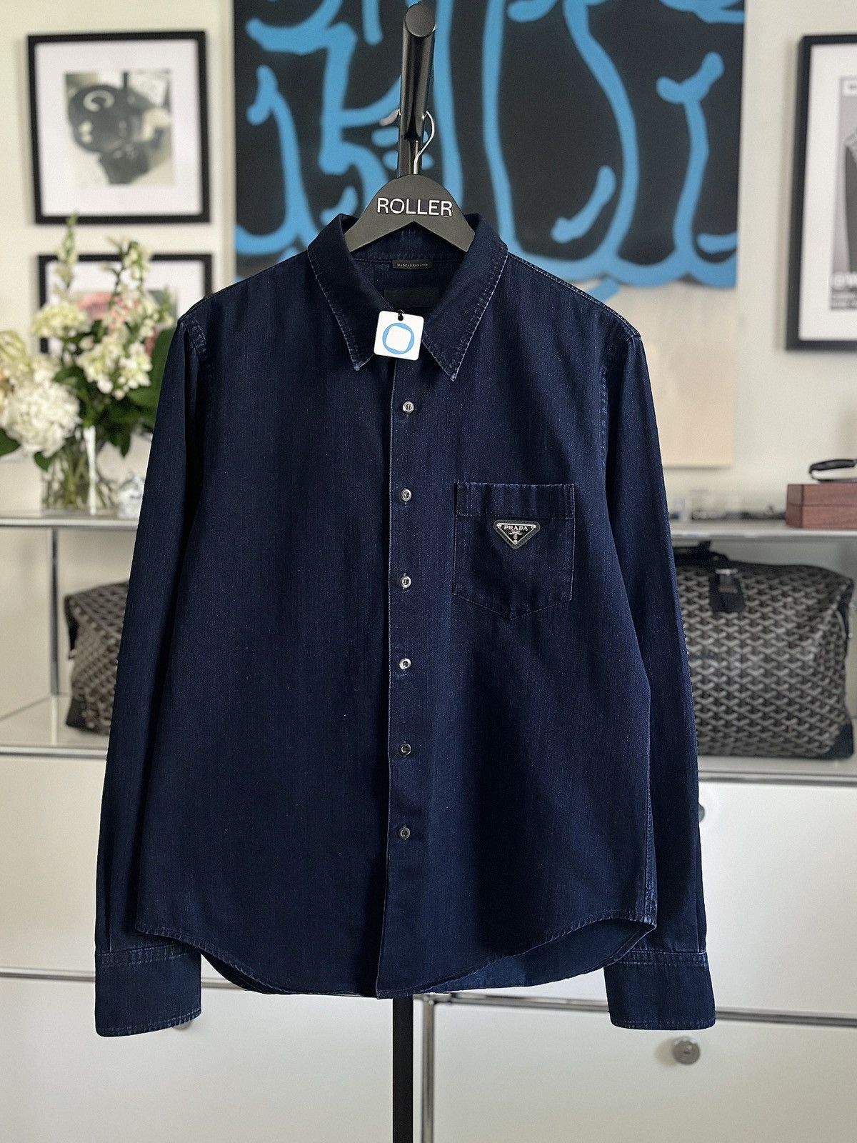 Prada PRADA DENIM TRIANGLE OVER SHIRT | Grailed