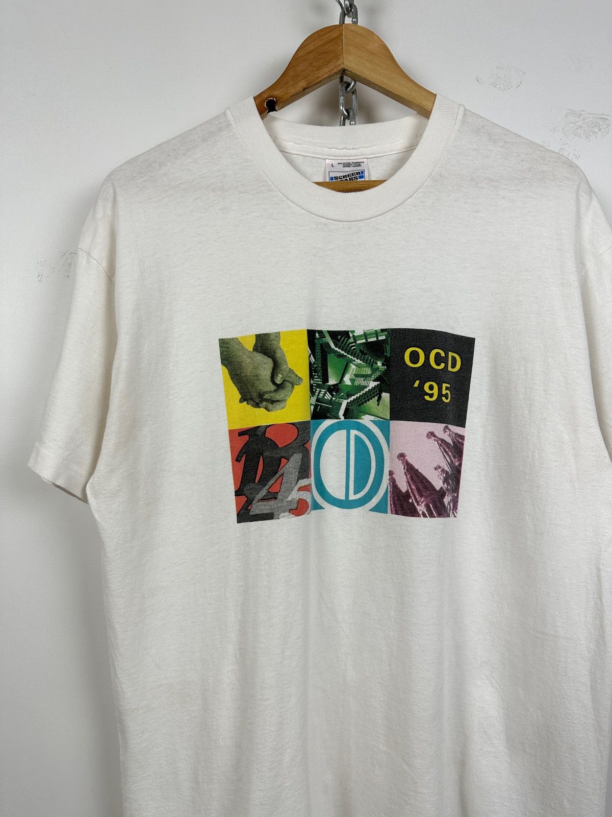 Vintage 1995 Vintage Pfizer OCD Single Stitch White T-Shirt Size US L / EU 52-54 / 3 - 5 Thumbnail