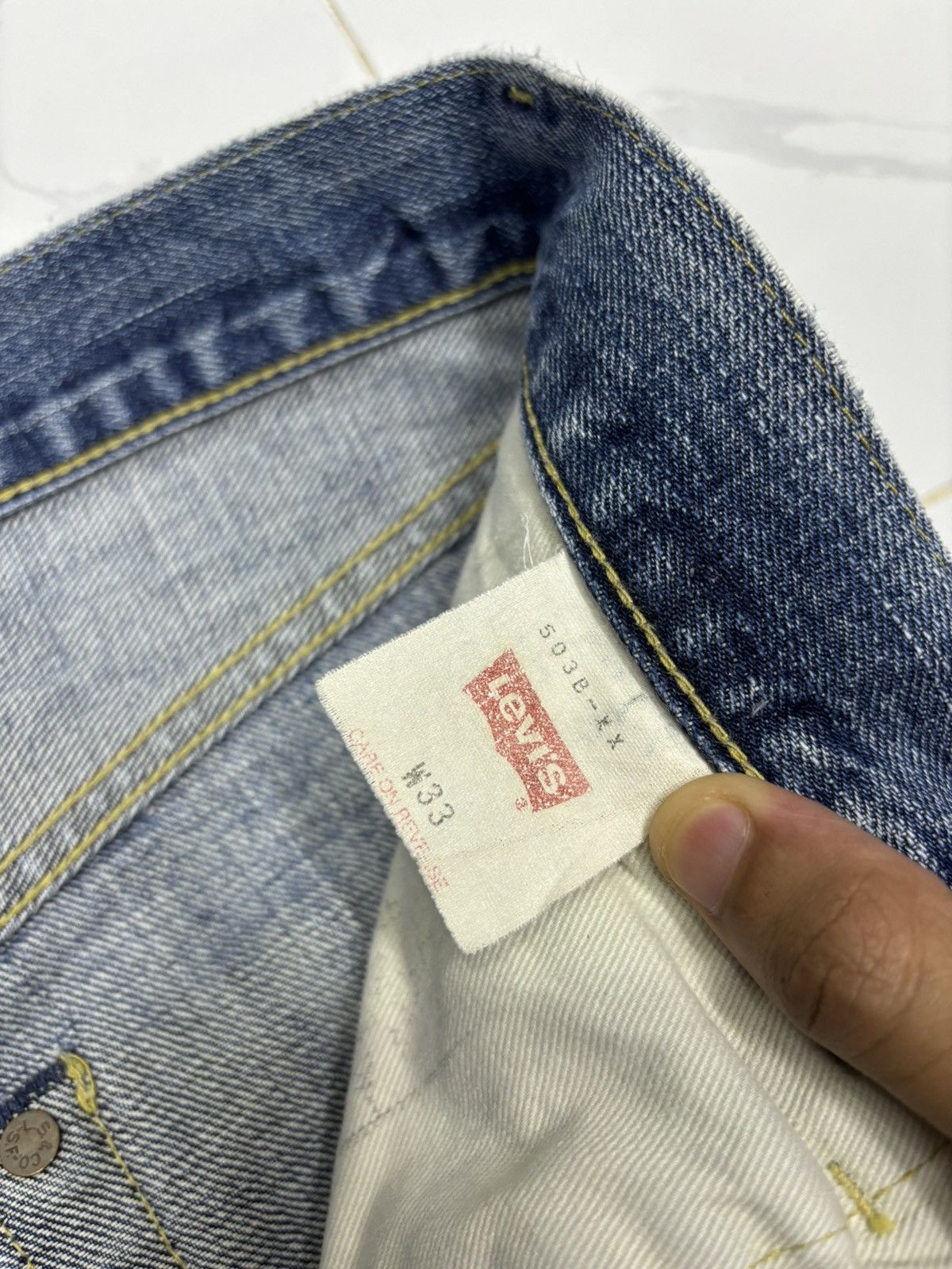 Levi's VINTAGE LEVIS 503B Big E Selvedge Denim Short Jeans Size US 32 / EU 48 - 11 Thumbnail