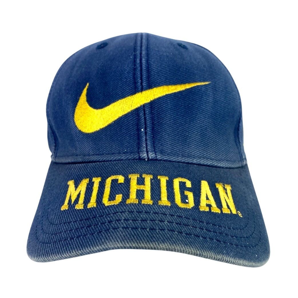 Nike Vtg Nike Michigan Wolverines Swoosh Spellout Snapback Hat Size ONE SIZE - 1 Thumbnail