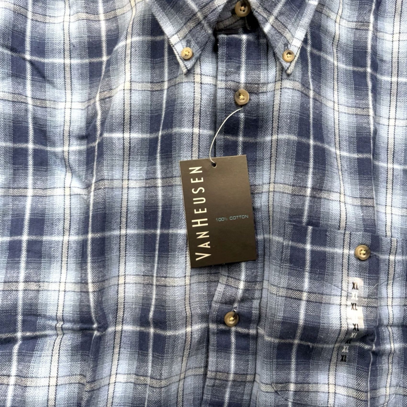 Van Heusen Van Heusen Button-Up Flannel Shirt XL Mens Blue Plaid Size US XL / EU 56 / 4 - 6 Thumbnail