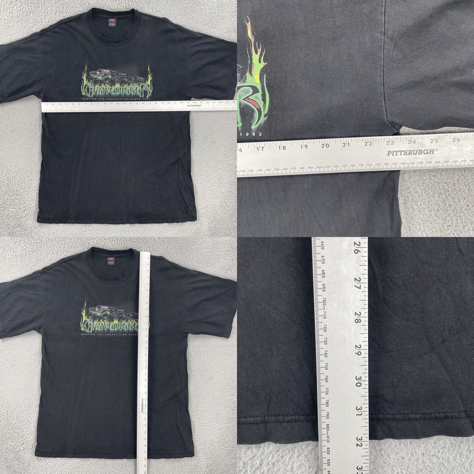 Vintage VINTAGE ALM Men’s XL Black Shirt 2002 Grave Digger Monster Truck Racing Double Sided Graphic Print Short Sleeve Crew Neck T-Shirt USA Cars Classic Men Size US XL / EU 56 / 4 - 8 Thumbnail