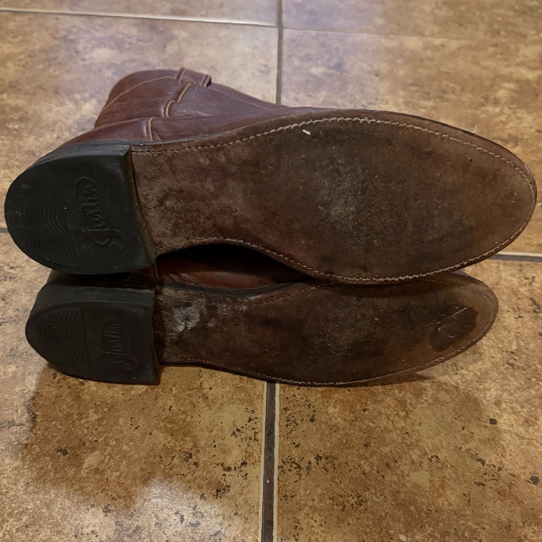 Justin Boots Justin Boots Deerlite Marbled Roper Western Boots 3163 Brown Leather Mens Size 10 B Size US 10 / EU 43 - 7 Thumbnail