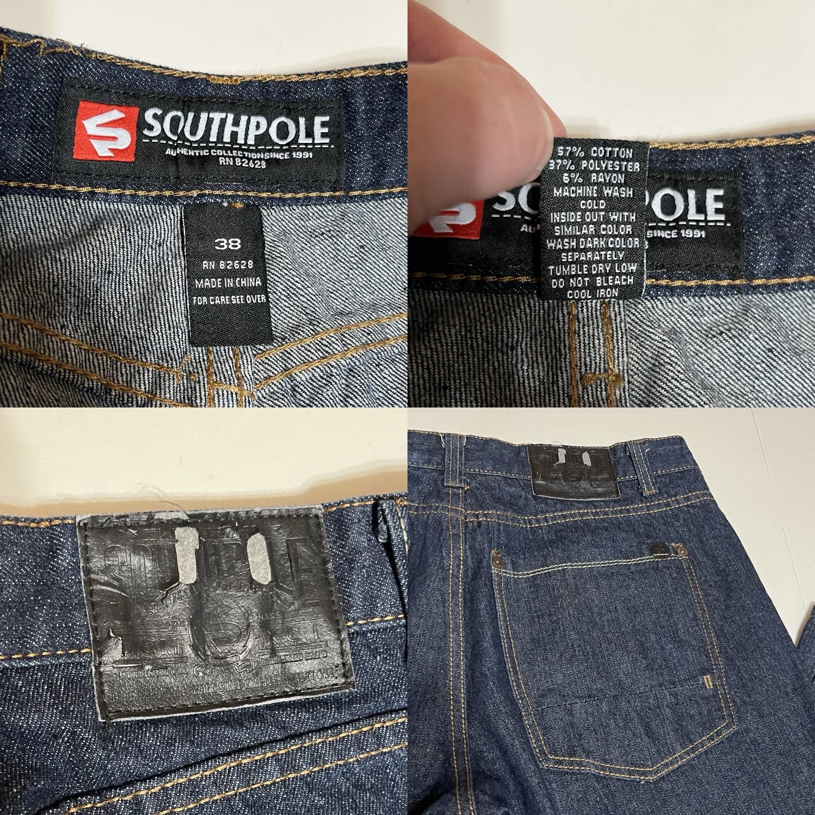 Southpole VINTAGE Southpole Jeans Mens 36x28 90s Hip Hop Y2K Dark Wash Denim Relaxed Straight Size US 36 / EU 52 - 8 Thumbnail