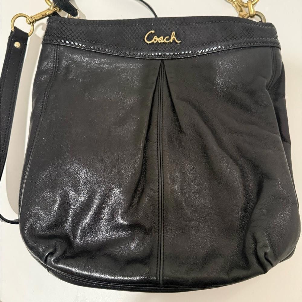 Coach COACH Ashley Hippie Crossbody Black Leather Snake Print Trim Size ONE SIZE - 3 Thumbnail