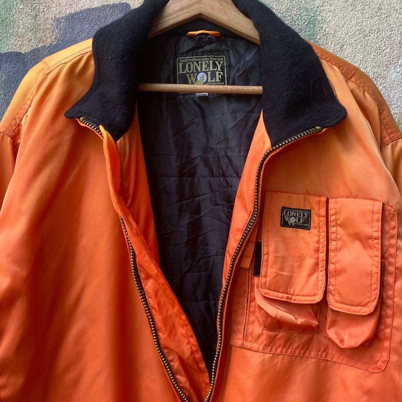 Vintage Lonely Wolf Sun Faded Zipper Jacket