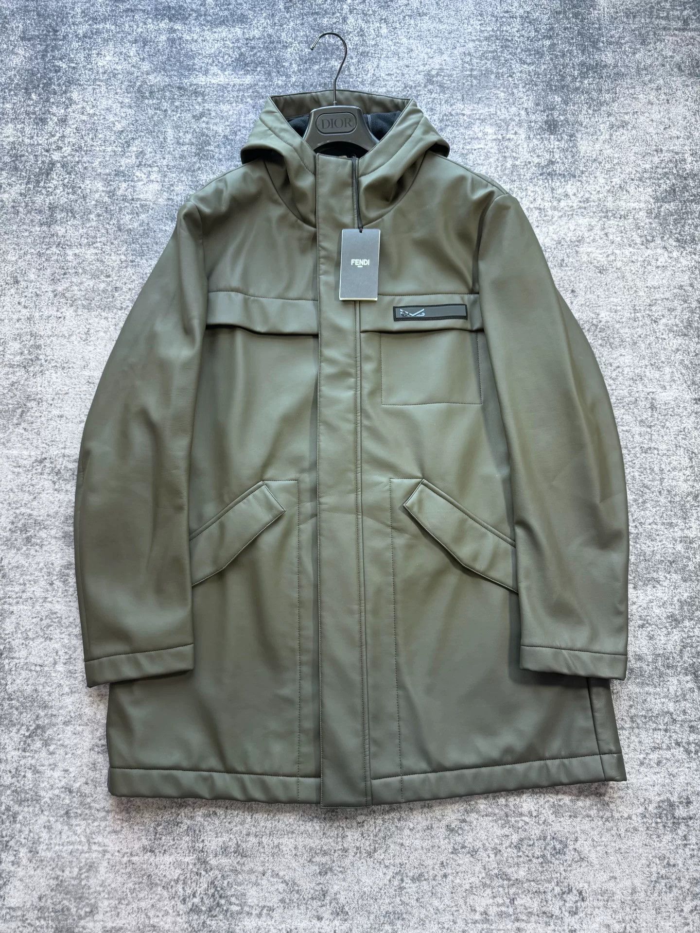 Fendi Fendi Green Eco Leather Hooded Coat Size US L / EU 52-54 / 3 - 1 Thumbnail