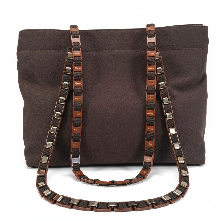 Salvatore Ferragamo Salvatore Ferragamo Vala Tote in Brown with Logo Chain Strap Size ONE SIZE - 18 Thumbnail