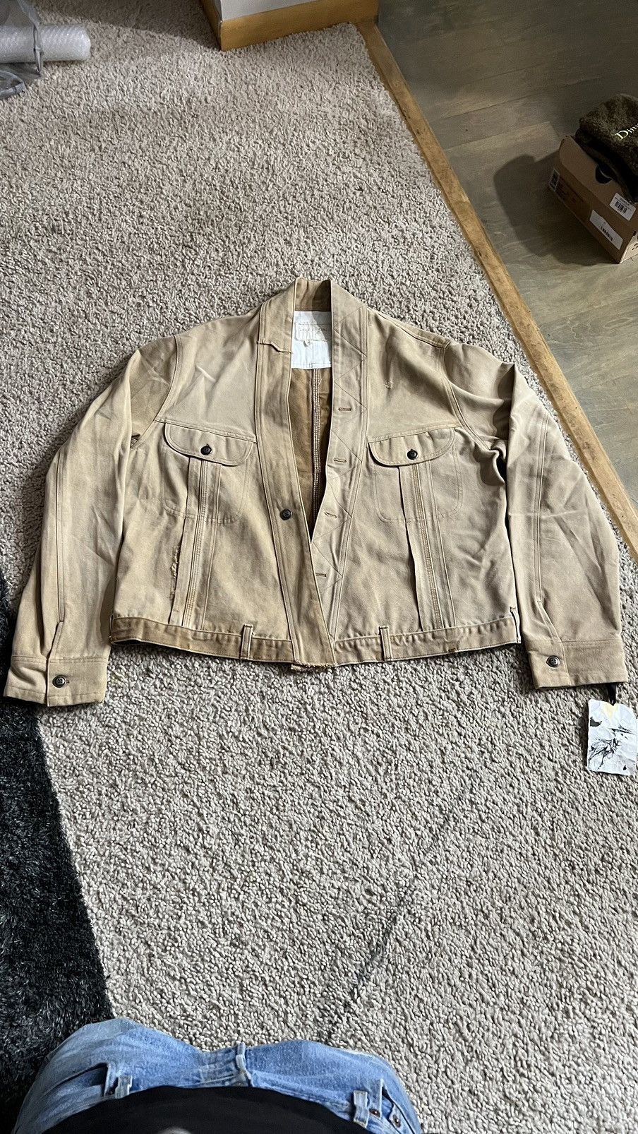 image of Greg Laurent Workwear Trucker Jacket in Tan, Men's (Size Large)