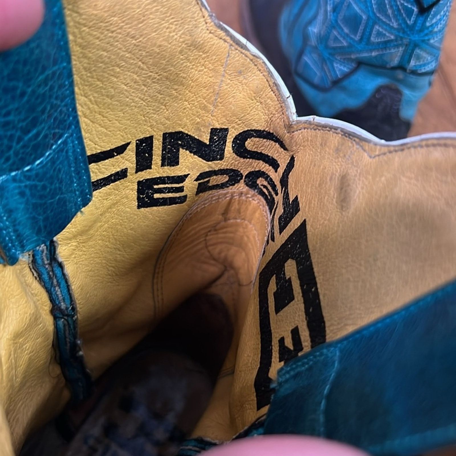 CINCH Mens Cinch Edge great handmade cowboy boots teal black Size US 6.5 / EU 39-40 - 6 Thumbnail