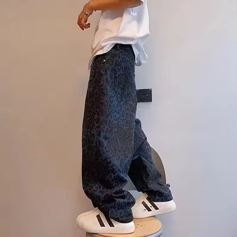 Jean Wide Leg Leopard Print Denim - Baggy Skate Style -Brand New Size US 31 - 2 Thumbnail