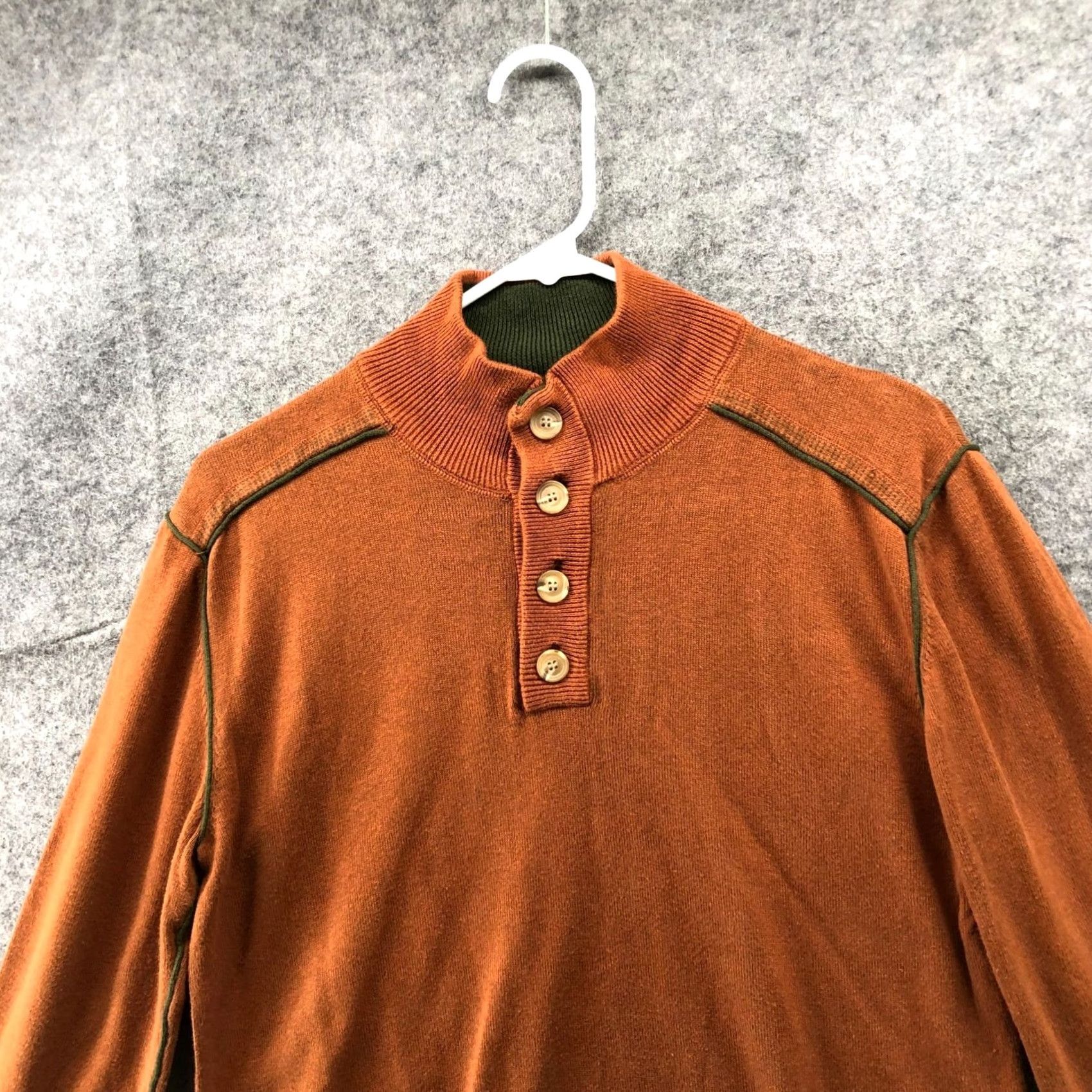 Vintage Sundance Henley Sweater Mens M Burnt Orange Cotton Highland Stitch Size US M / EU 48-50 / 2 - 3 Thumbnail