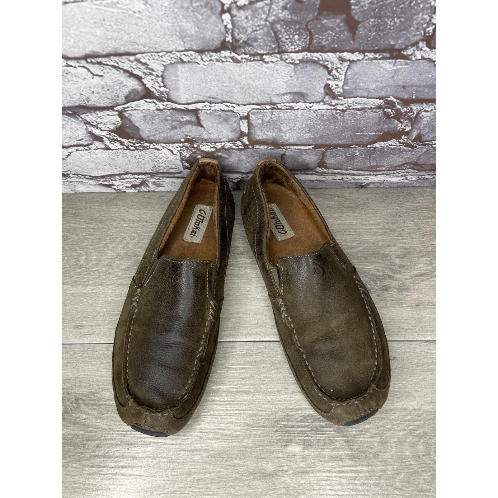Olukai Olukai Akepa Moc Brown Leather Boat Slip On Moccasin Loafer Size US 9 / EU 42 - 11 Thumbnail