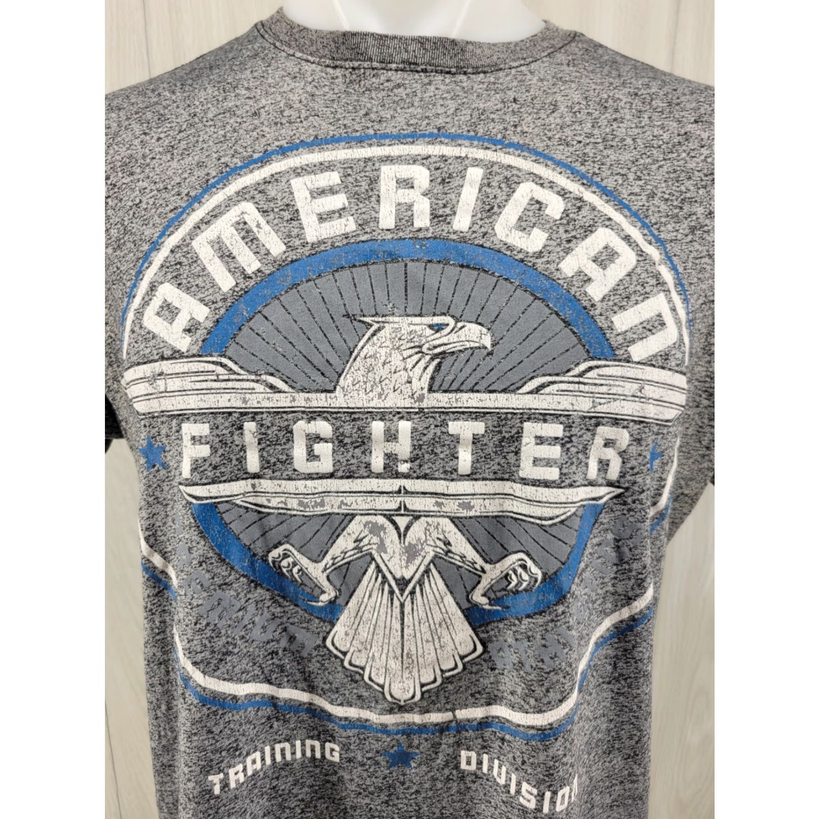 Vintage VINTAGE American Fighter Premium Shirt Mens Large Light Gray Blue Double Sided Graphic Size US L / EU 52-54 / 3 - 2 Thumbnail