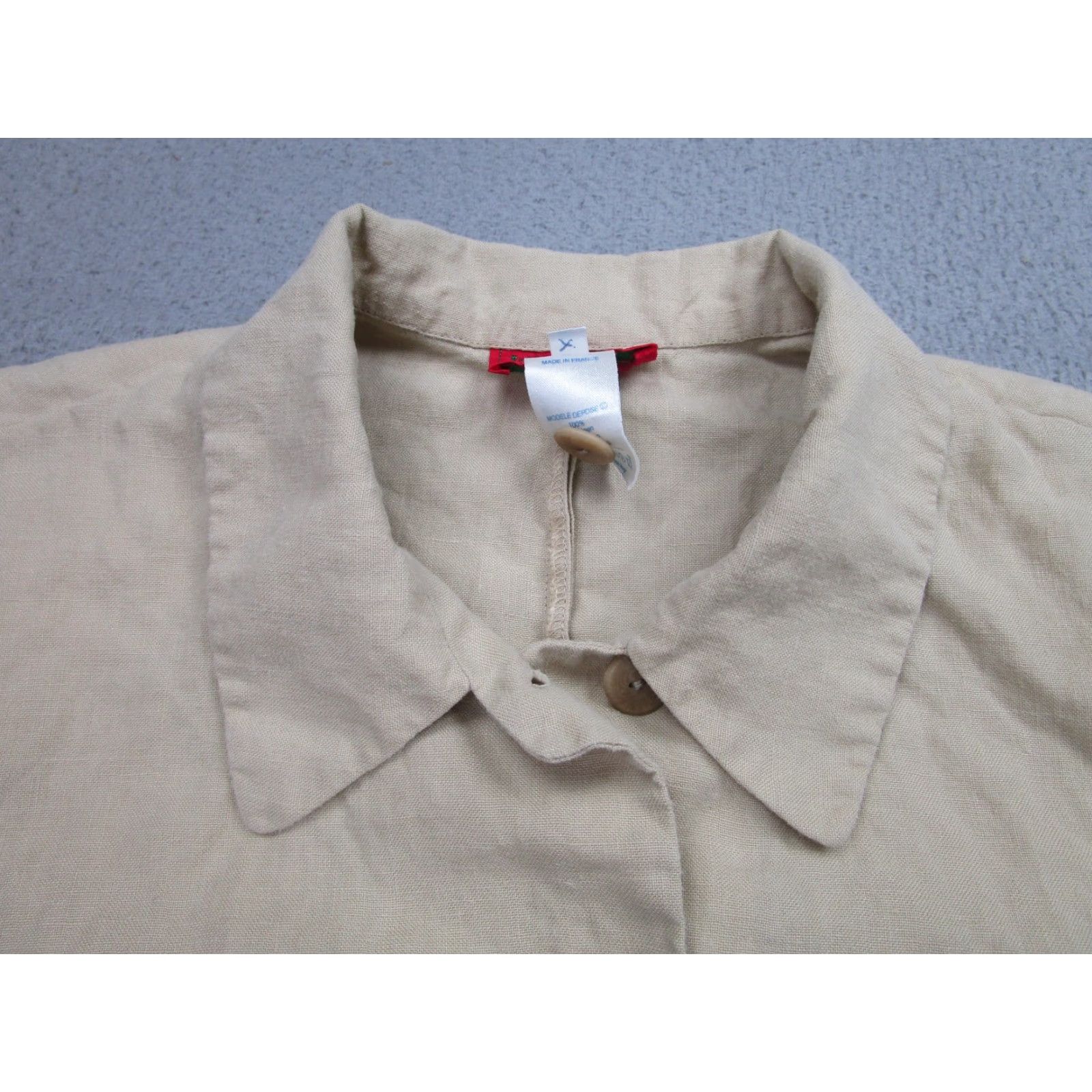 Kenzo KENZO Paris Jacket Women's Beige Linen 40 (FR) Button Front Mid-Length 100% Linen Unlined Lightweight Casual Spring Summer Size S / US 4 / IT 40 - 3 Thumbnail