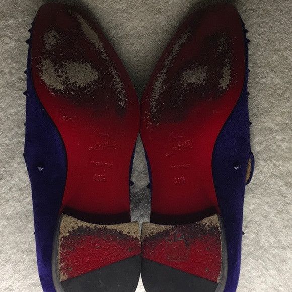 Christian Louboutin Christian Louboutin Spiked Purple Suede Slip-On Loafers Size US 7.5 / EU 40-41 - 7 Thumbnail