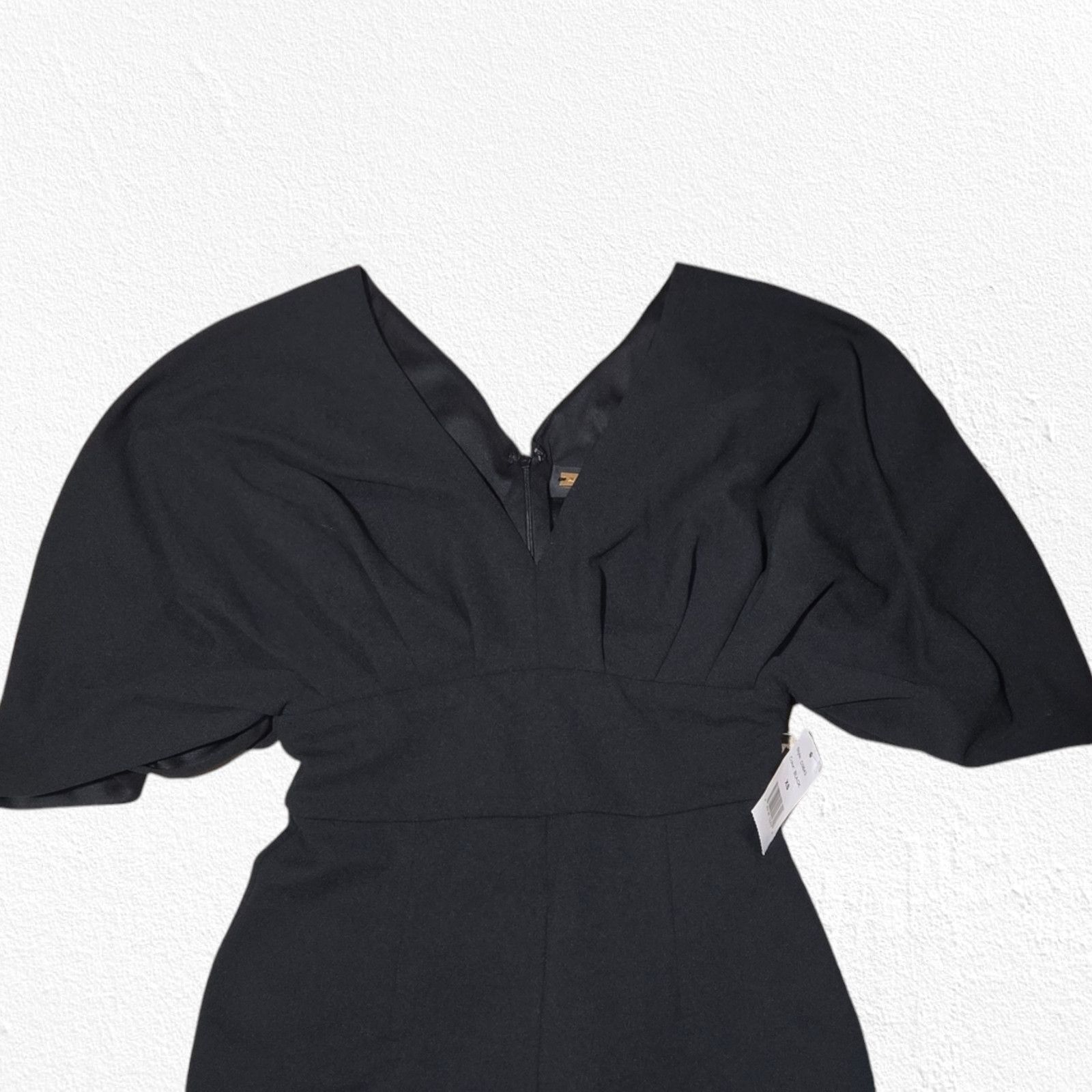 Other Black V Neck Drape Sleeve Jumpsuit Size XS Size 26" / US 2 / IT 38 - 4 Thumbnail